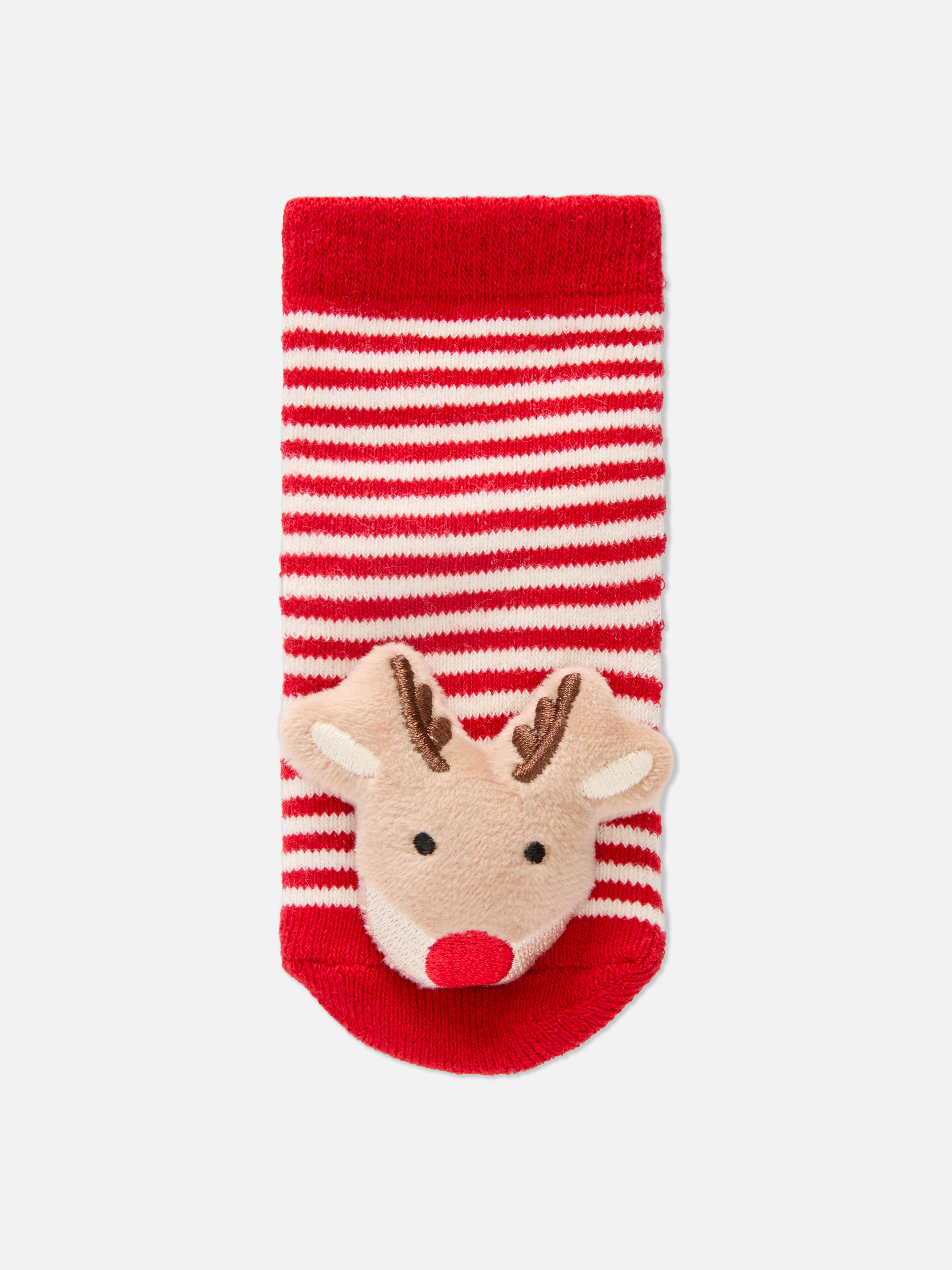 Christmas Reindeer Rattle Toe Socks