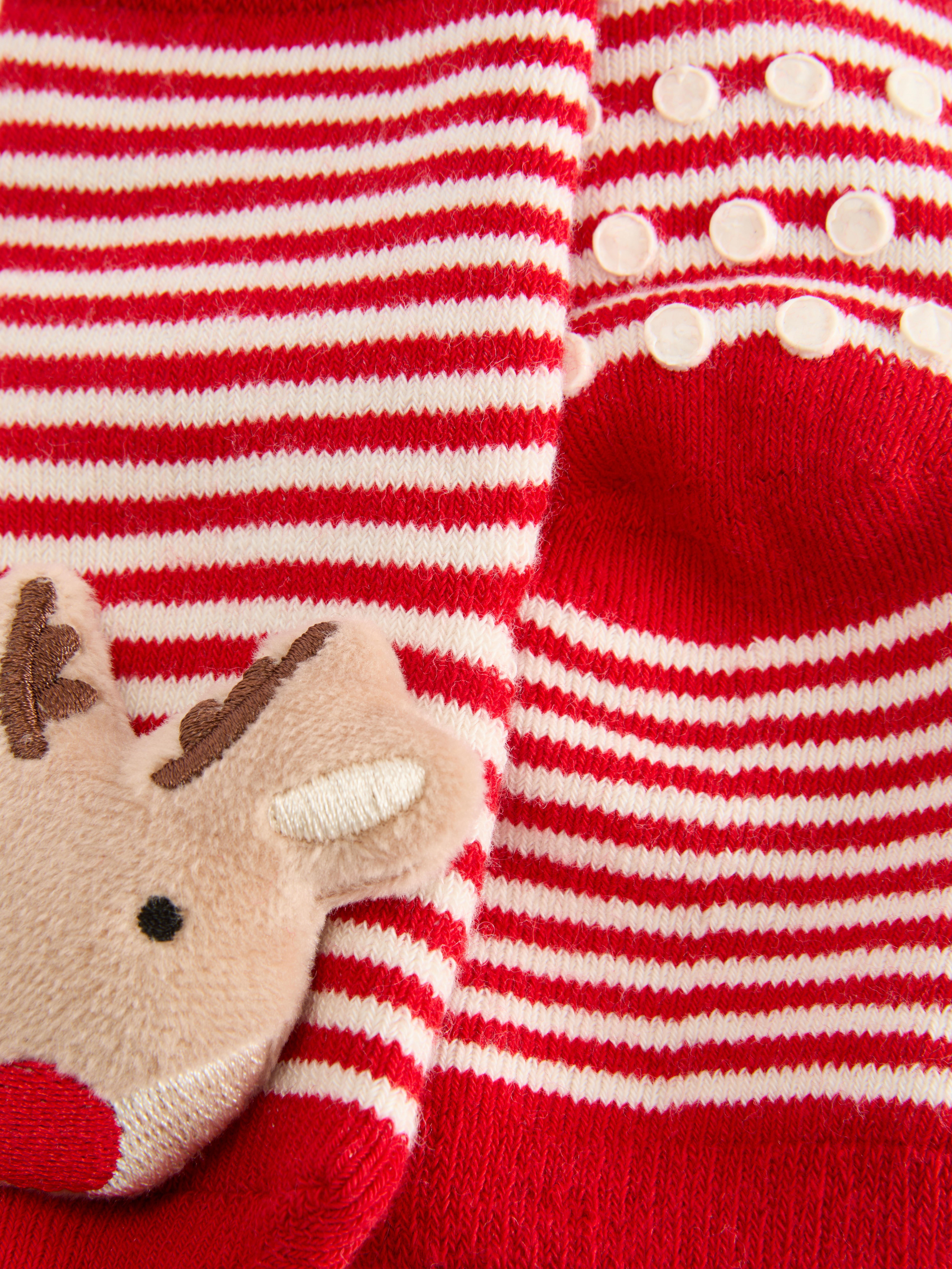 Christmas Reindeer Rattle Toe Socks
