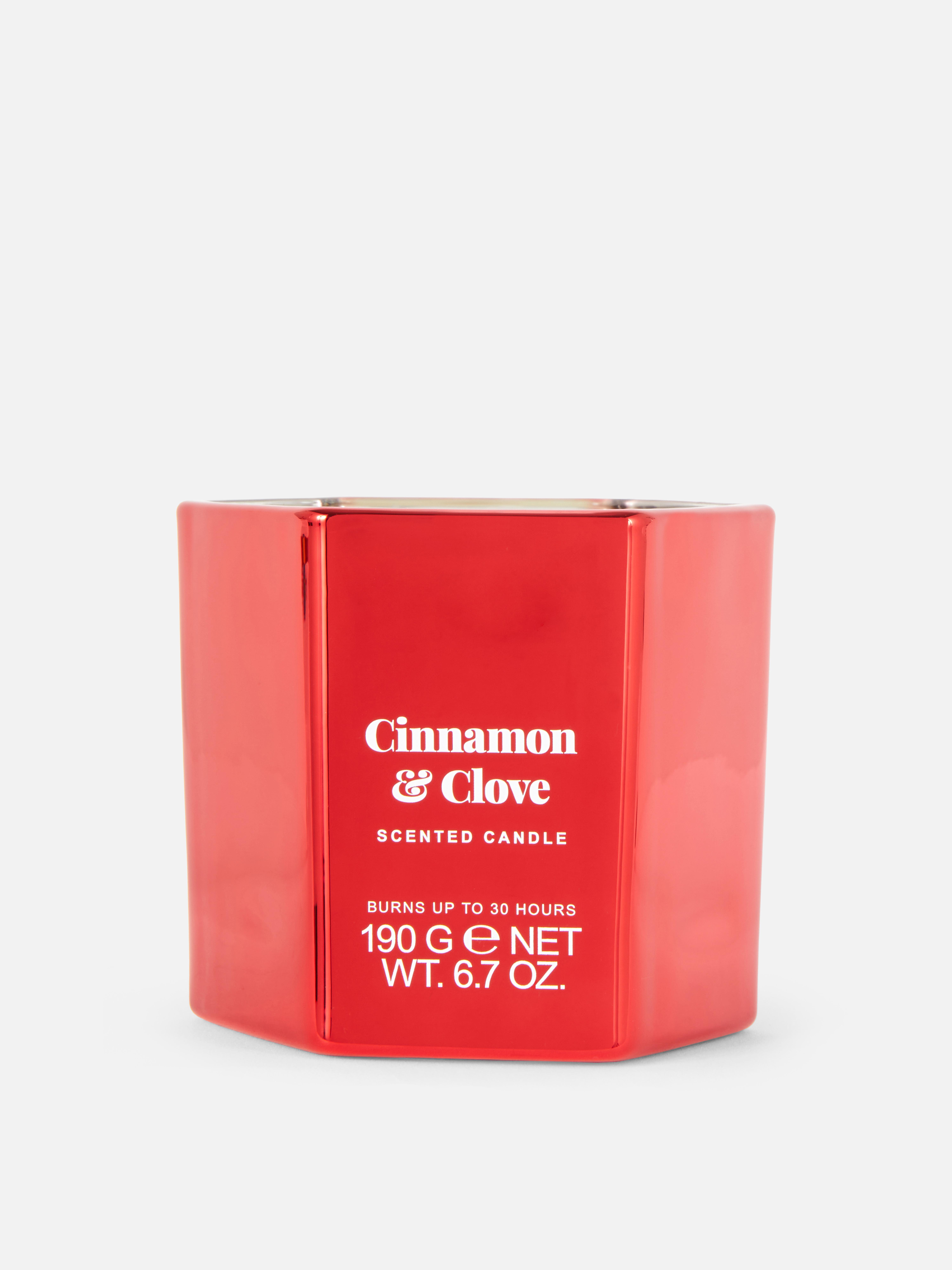 Kerstgeurkaars in zeshoekige pot
