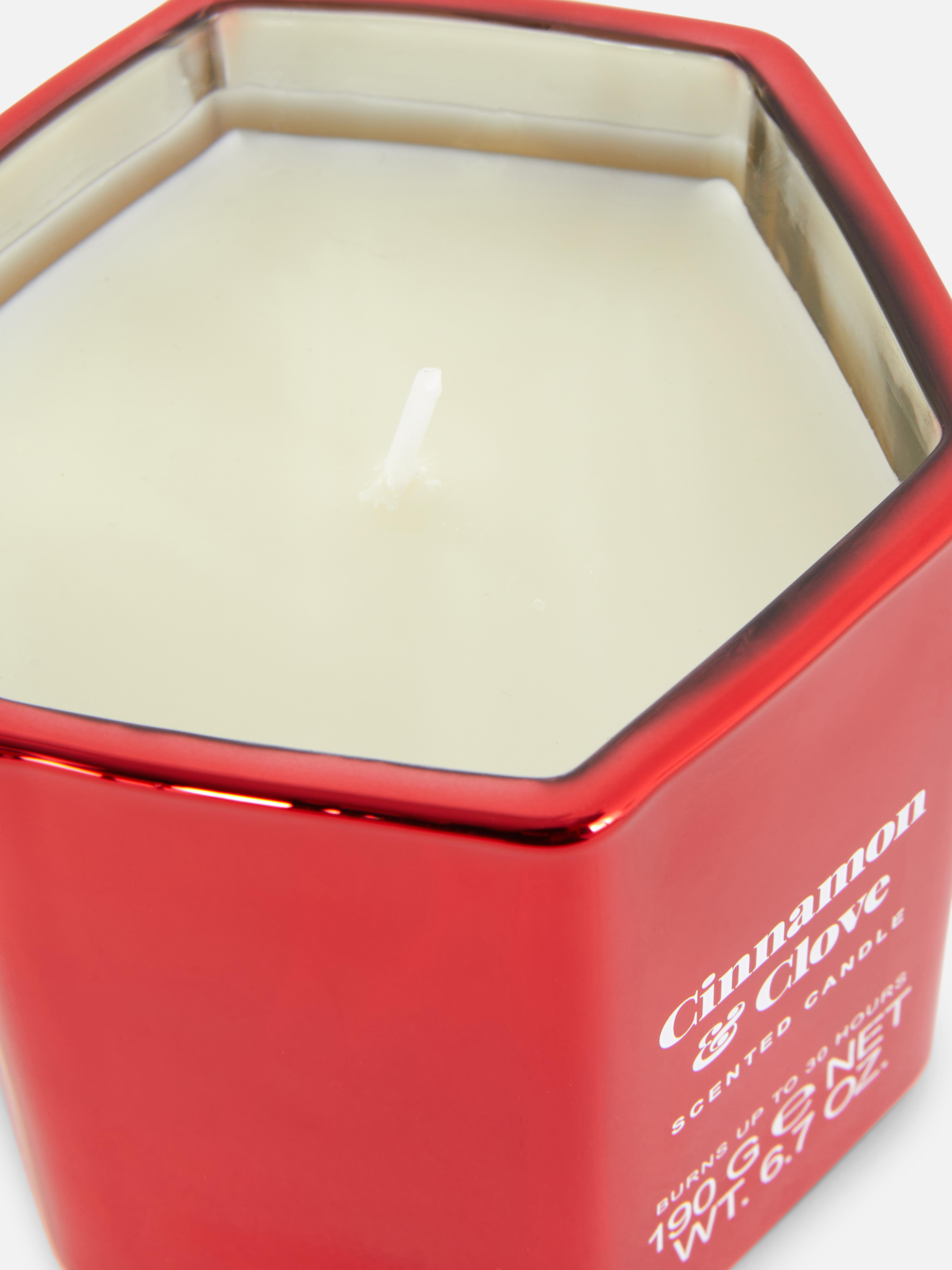 Kerstgeurkaars in zeshoekige pot