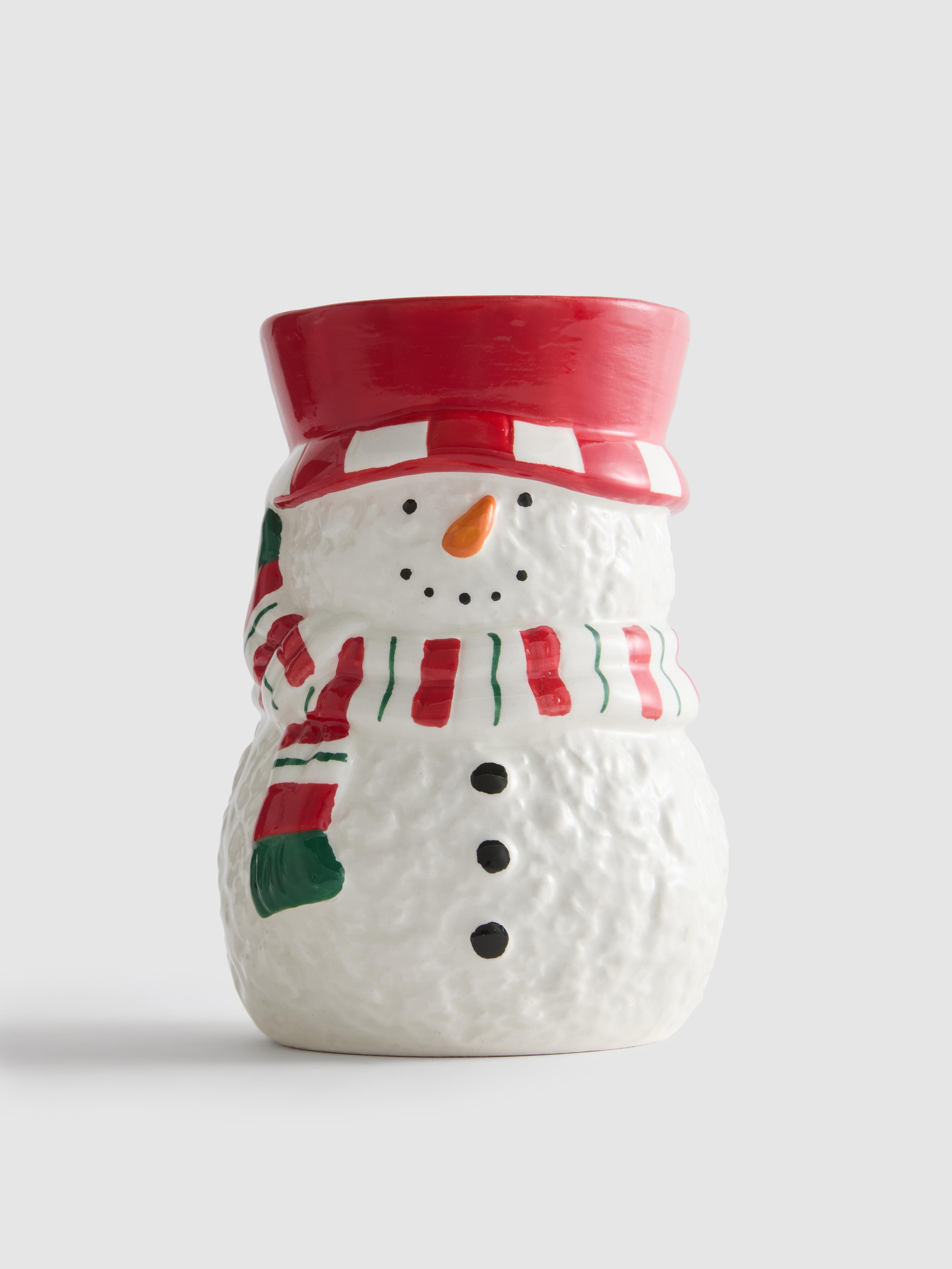 Scented Candle In Ceramic Snowman Container