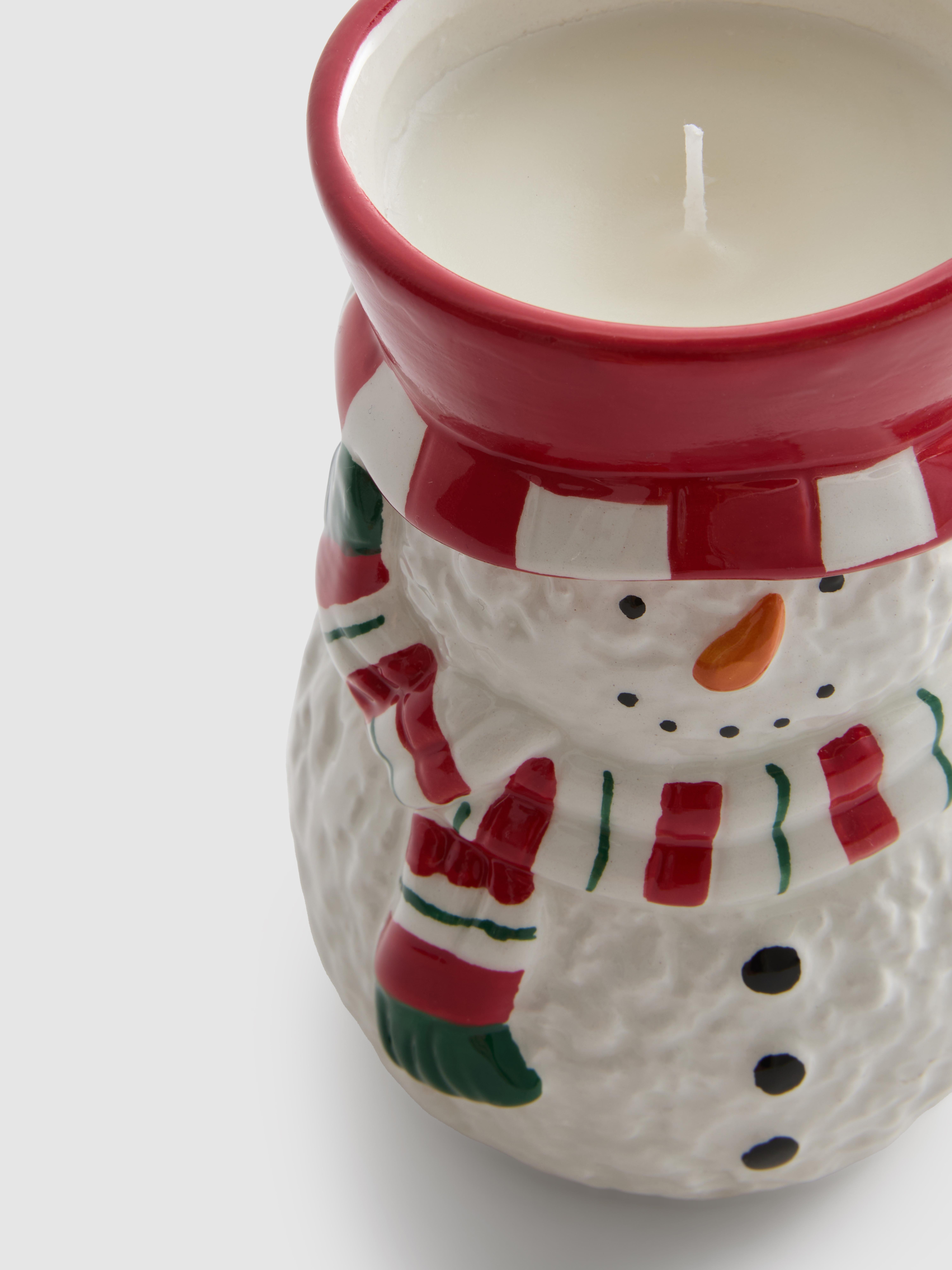 Scented Candle In Ceramic Snowman Container