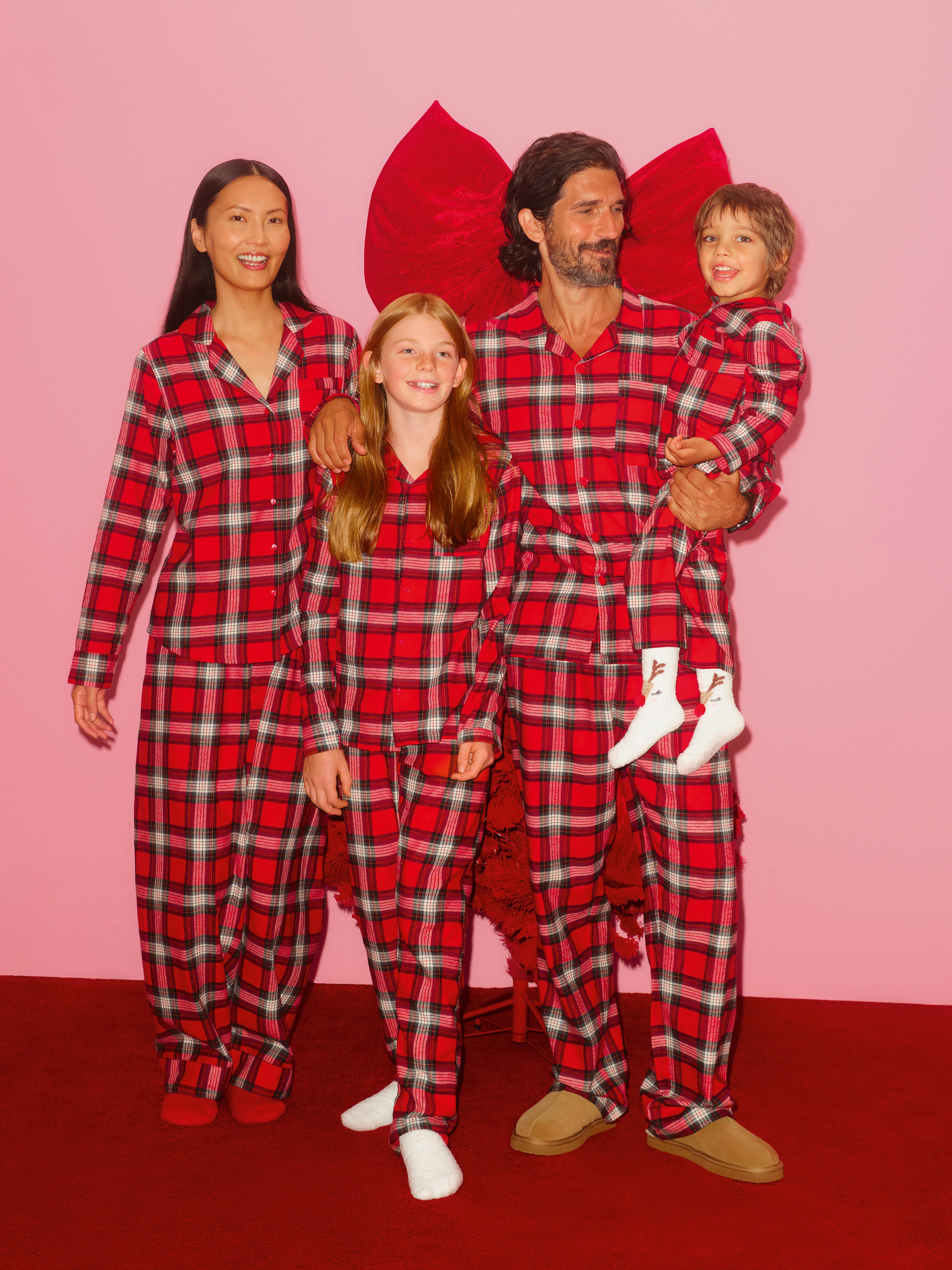 Pyjama de Noël pur coton à carreaux pour homme