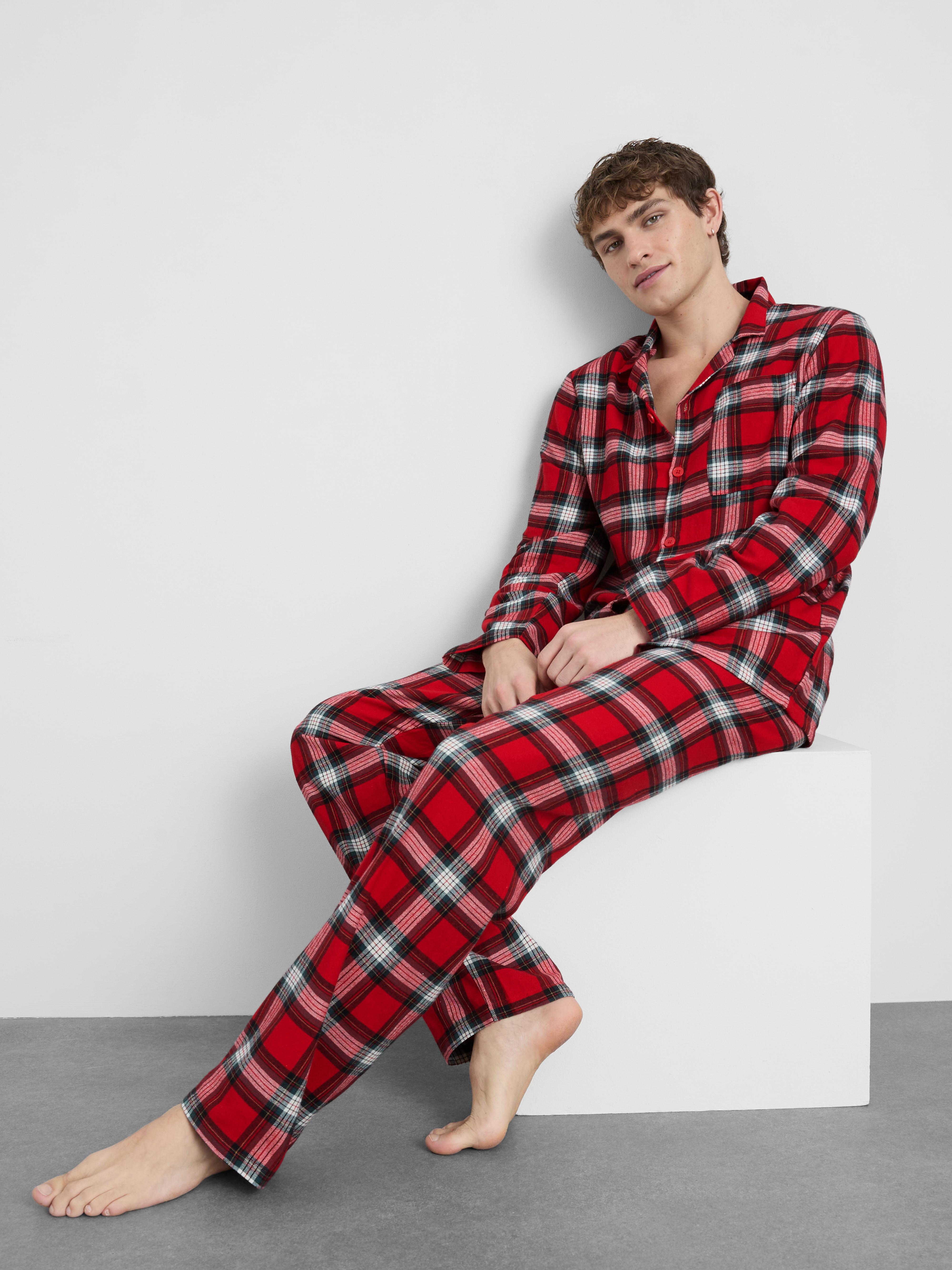 Pyjama de Noël pur coton à carreaux pour homme