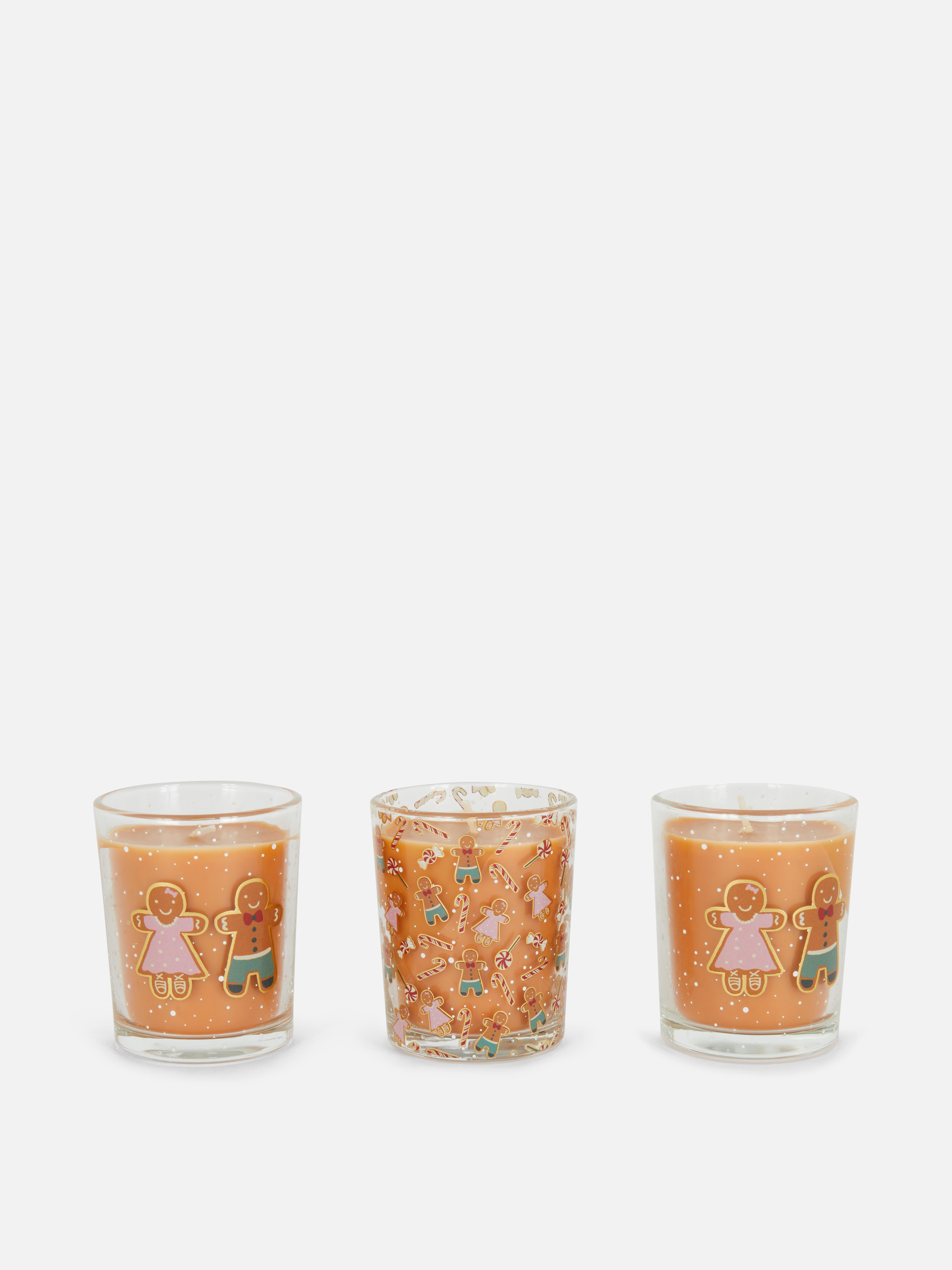 Geurkaars in pot met peperkoekontwerpen, set van 3
