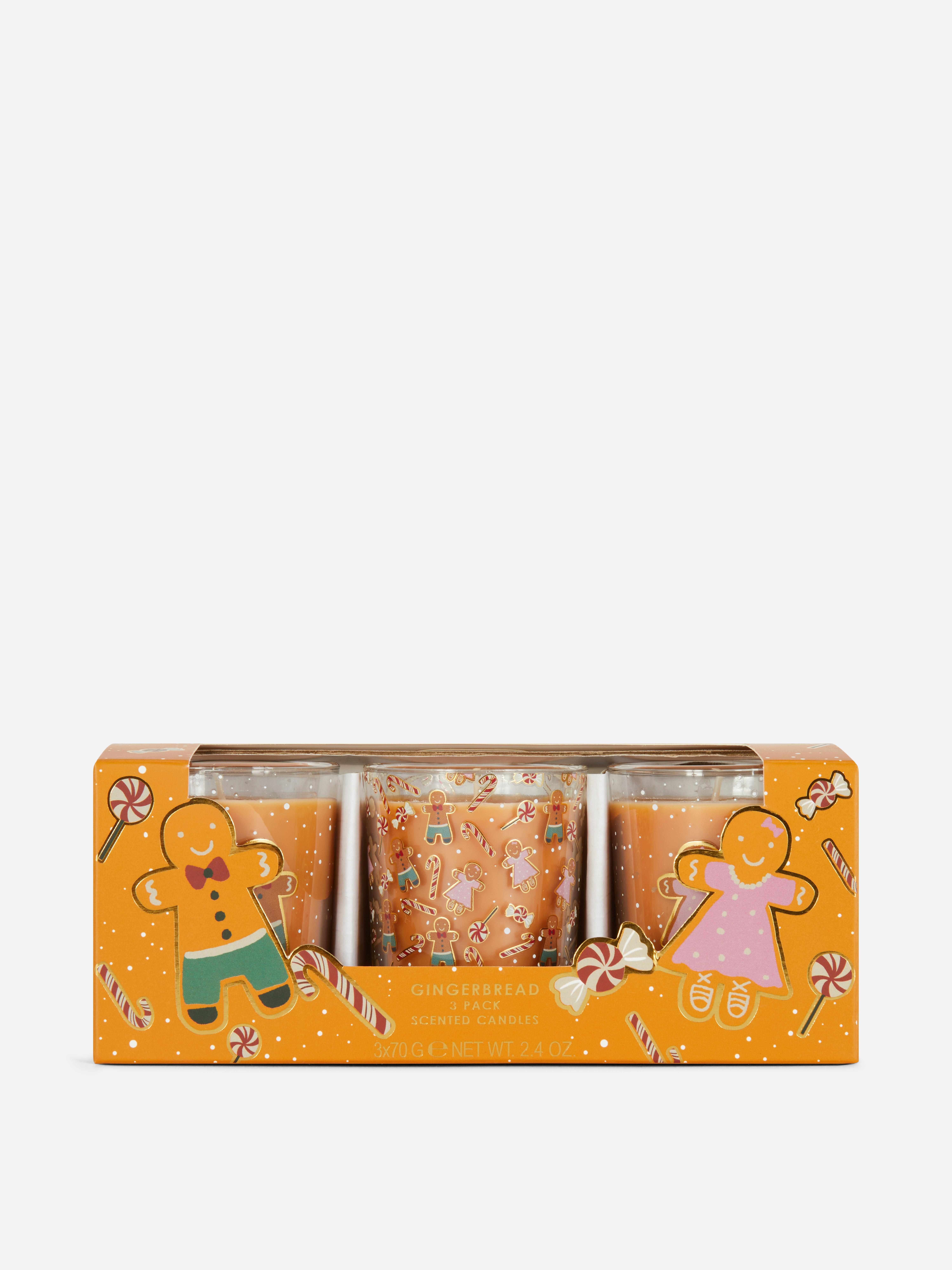 Geurkaars in pot met peperkoekontwerpen, set van 3