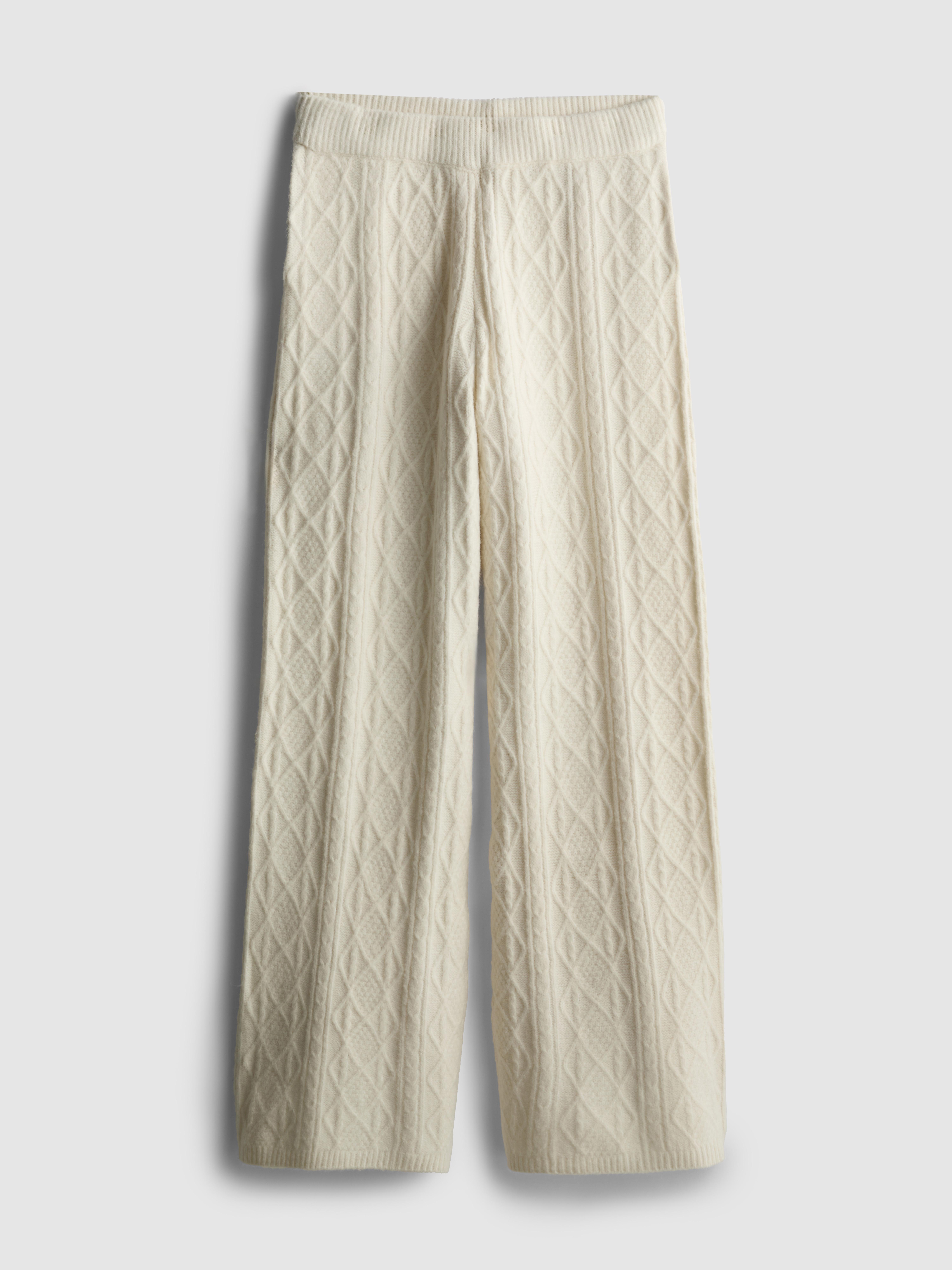 Cable Knit Wide Leg Trousers