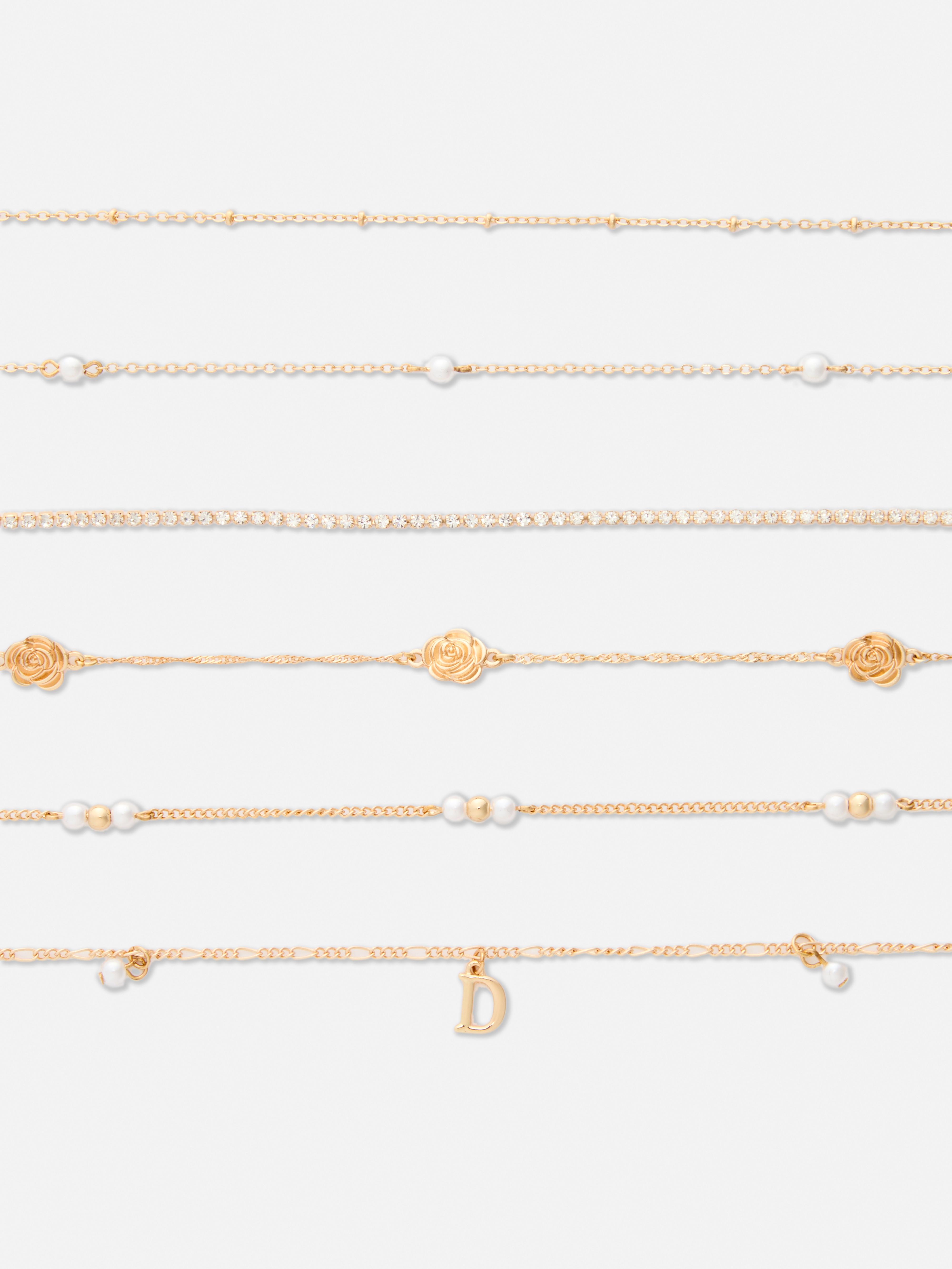 Halsbänder mit verschiedenen Anhängern, 6er-Pack