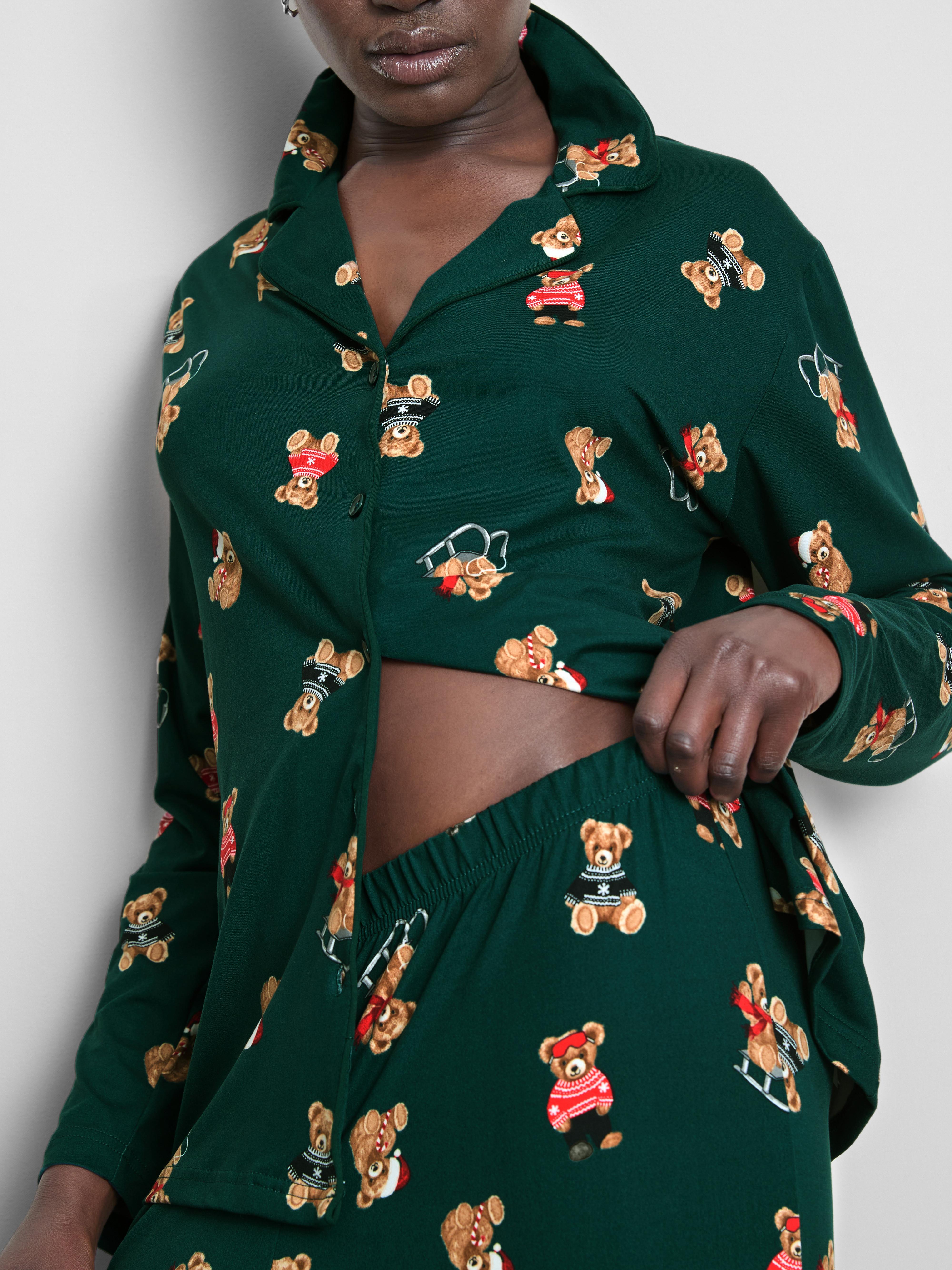 Women's Green Bear Family Christmas Pyjamas