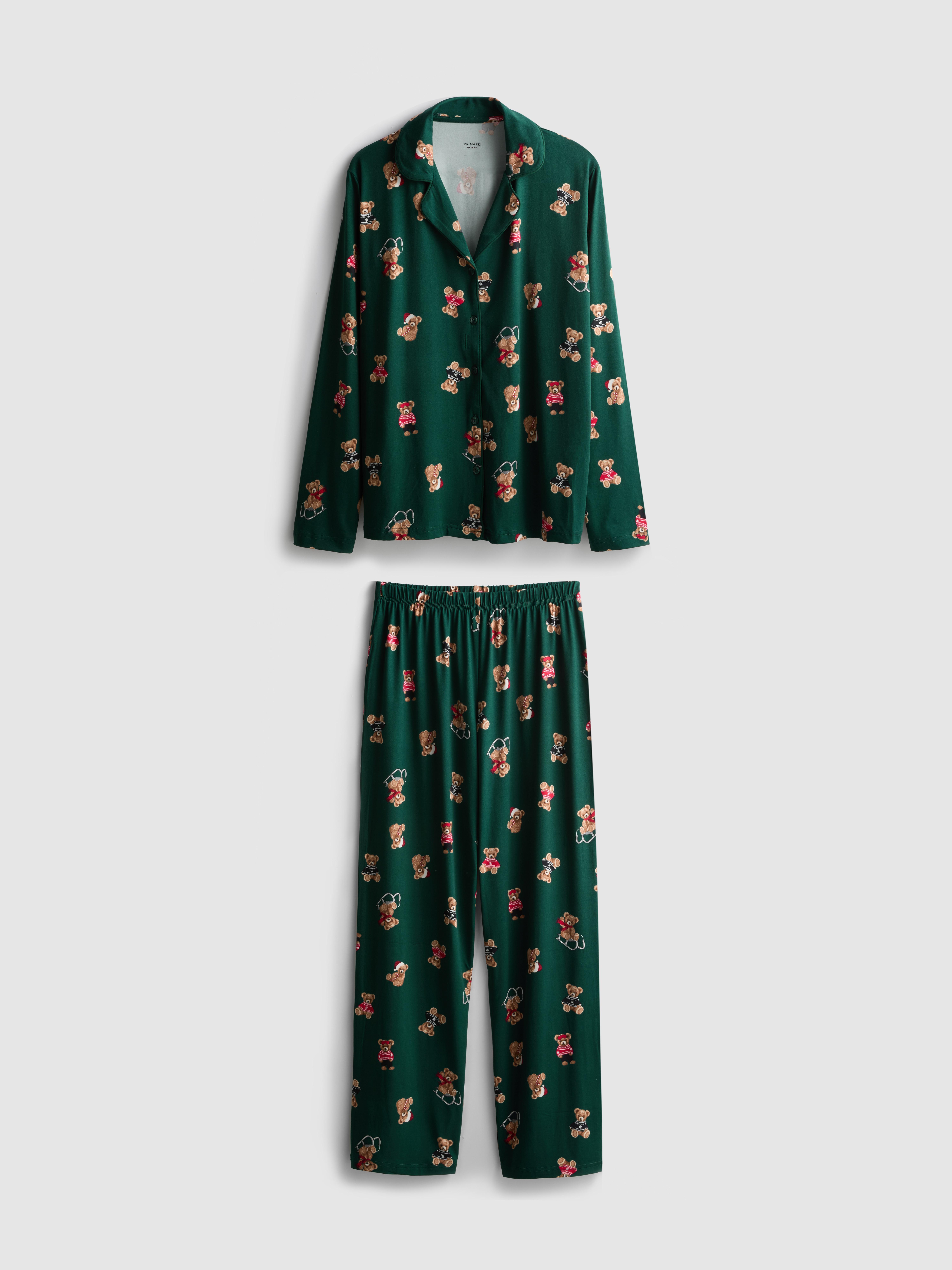 Pijama Natal família urso verde mulher