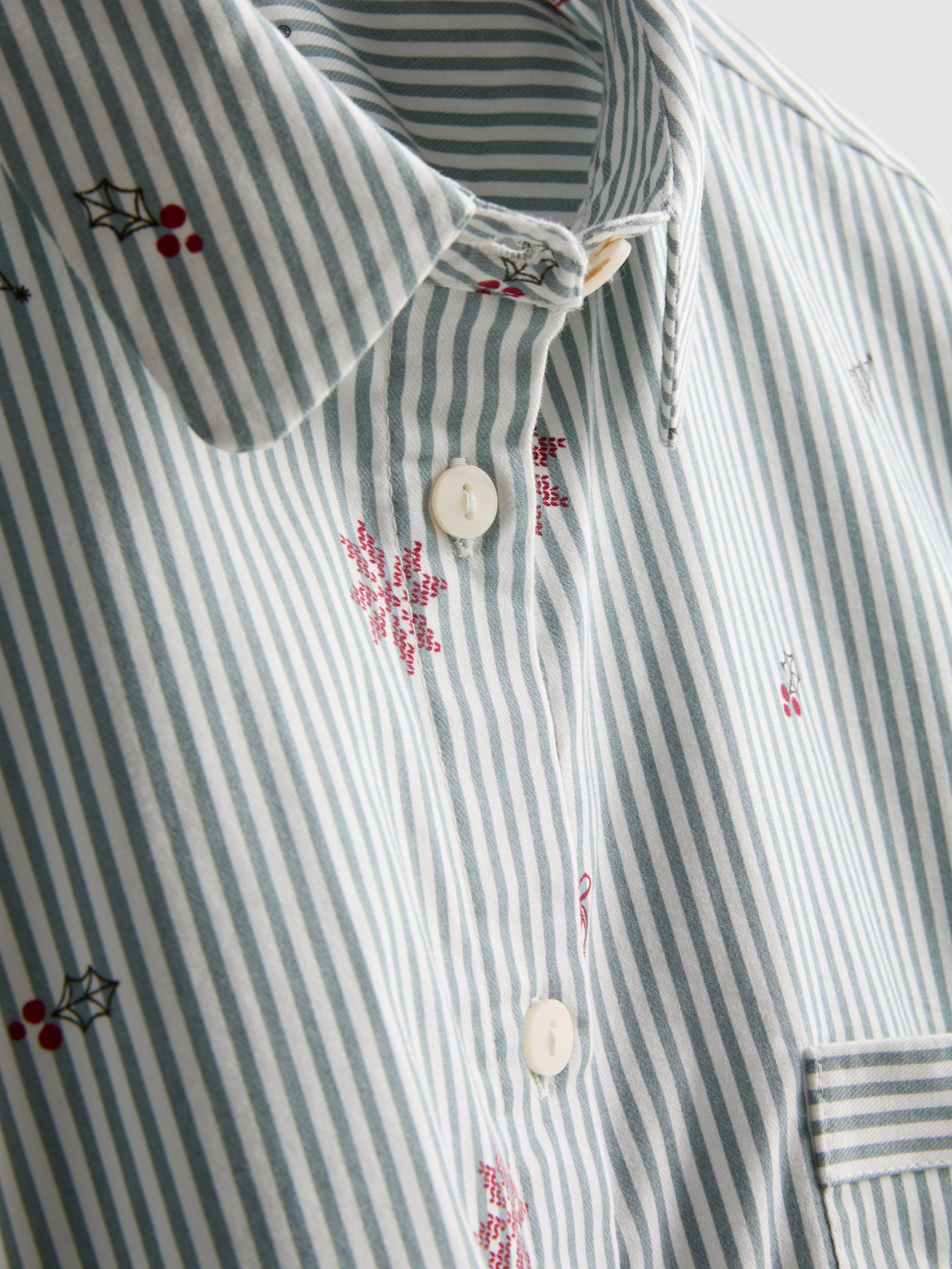 Christmas Cropped Printed Pyjama Shirt