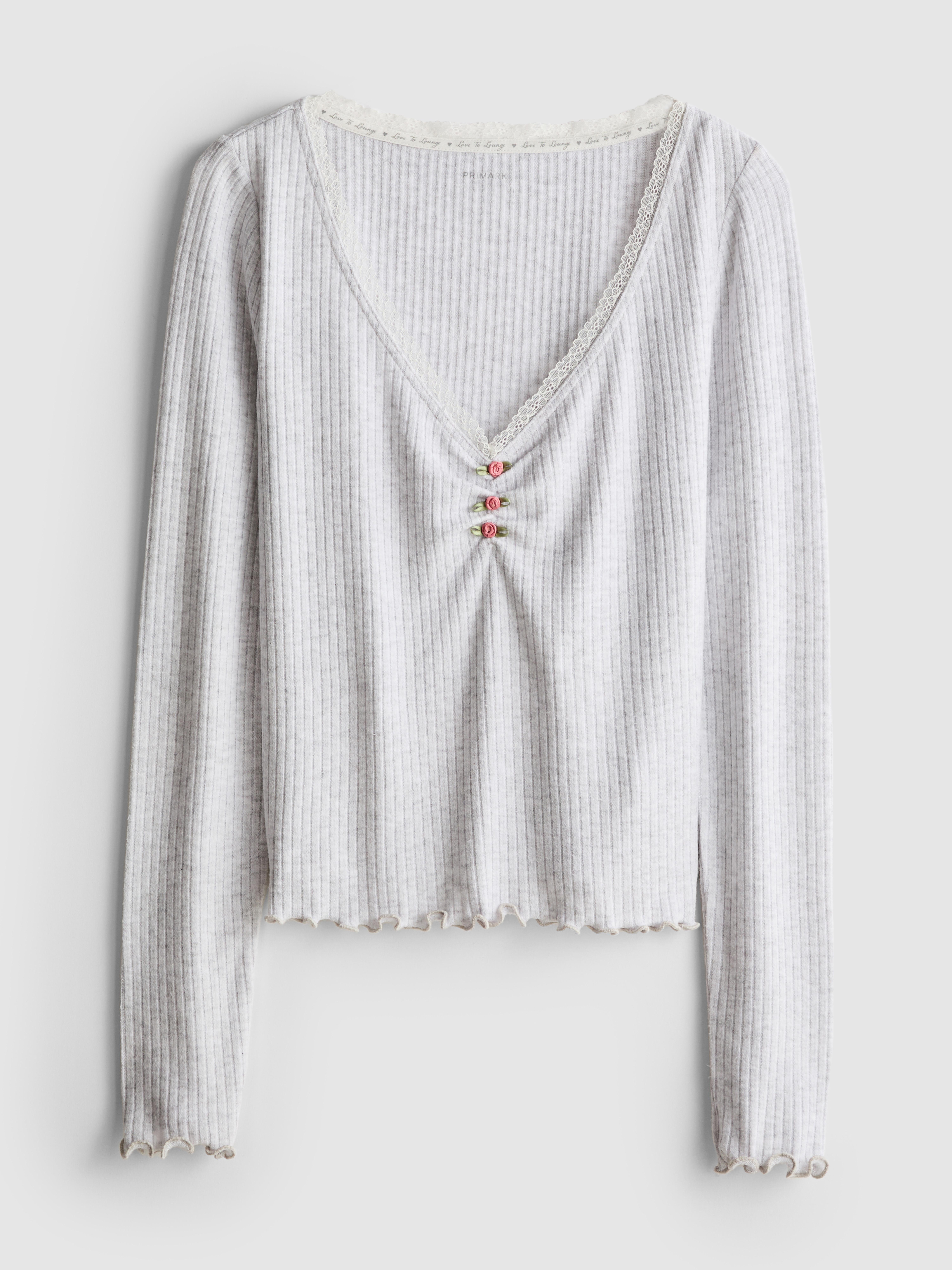 Soft Ribbed Long Sleeve Pyjama Top