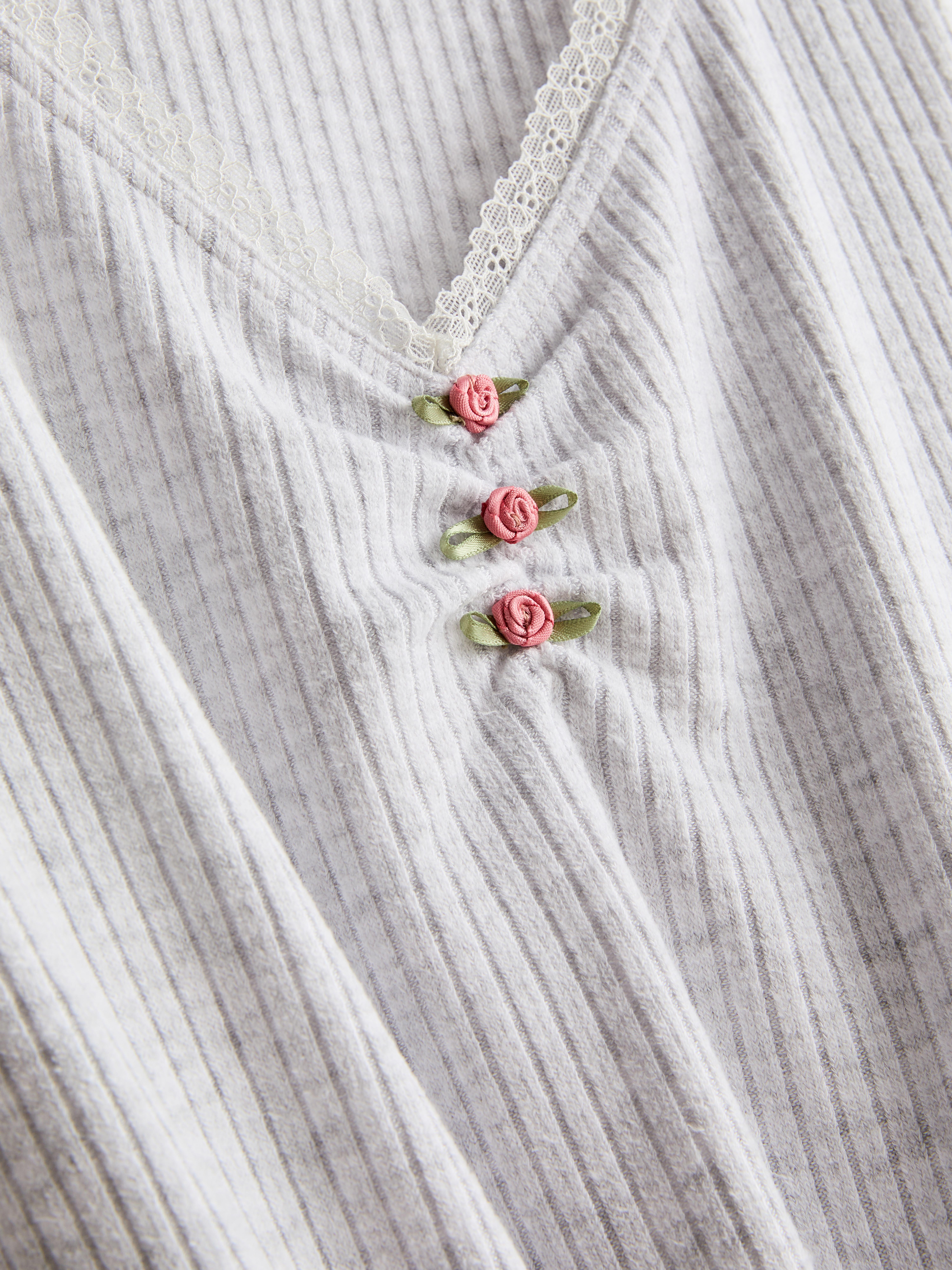 Soft Ribbed Long Sleeve Pyjama Top