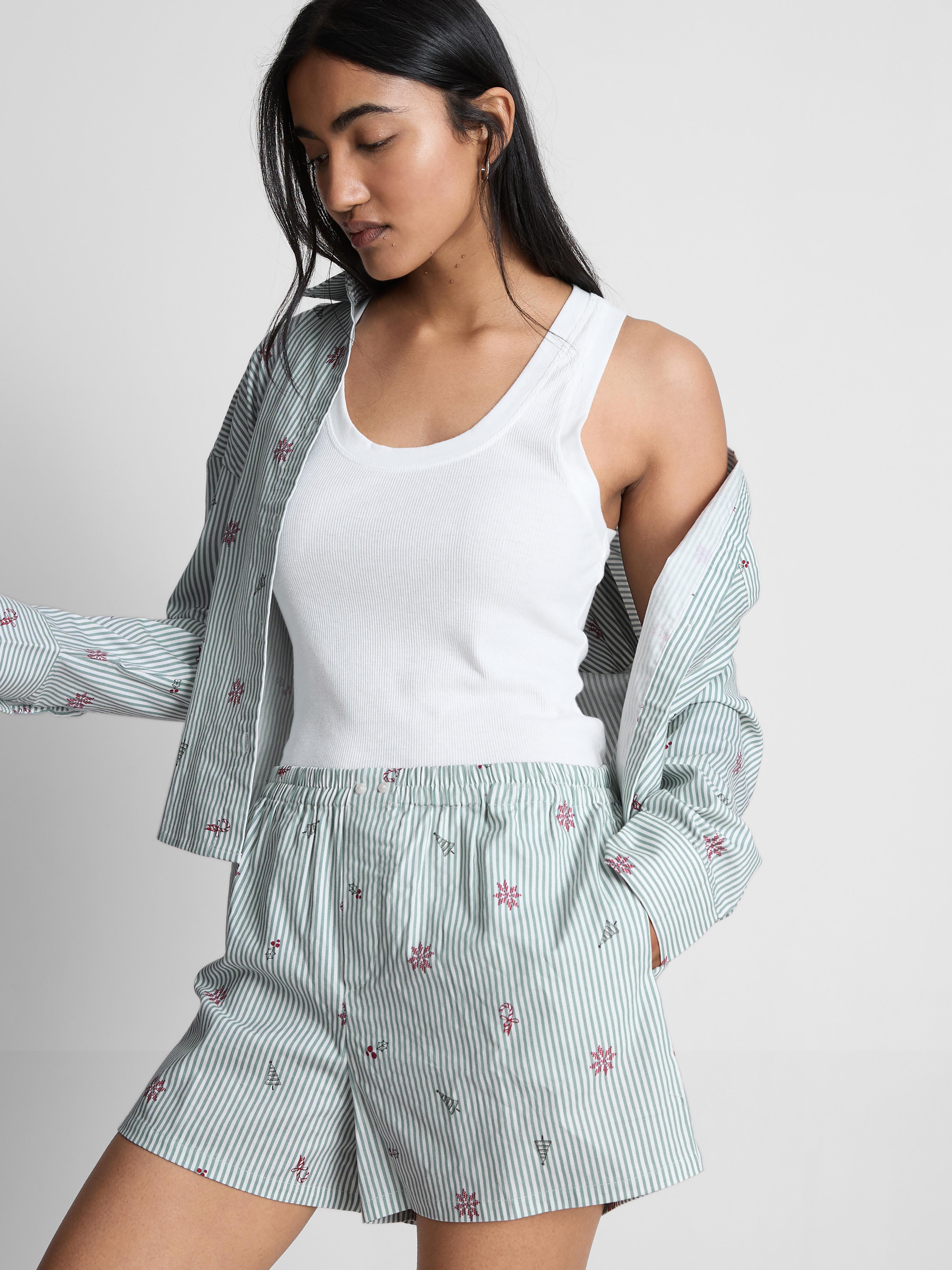 Christmas Cotton Printed Pyjama Shorts