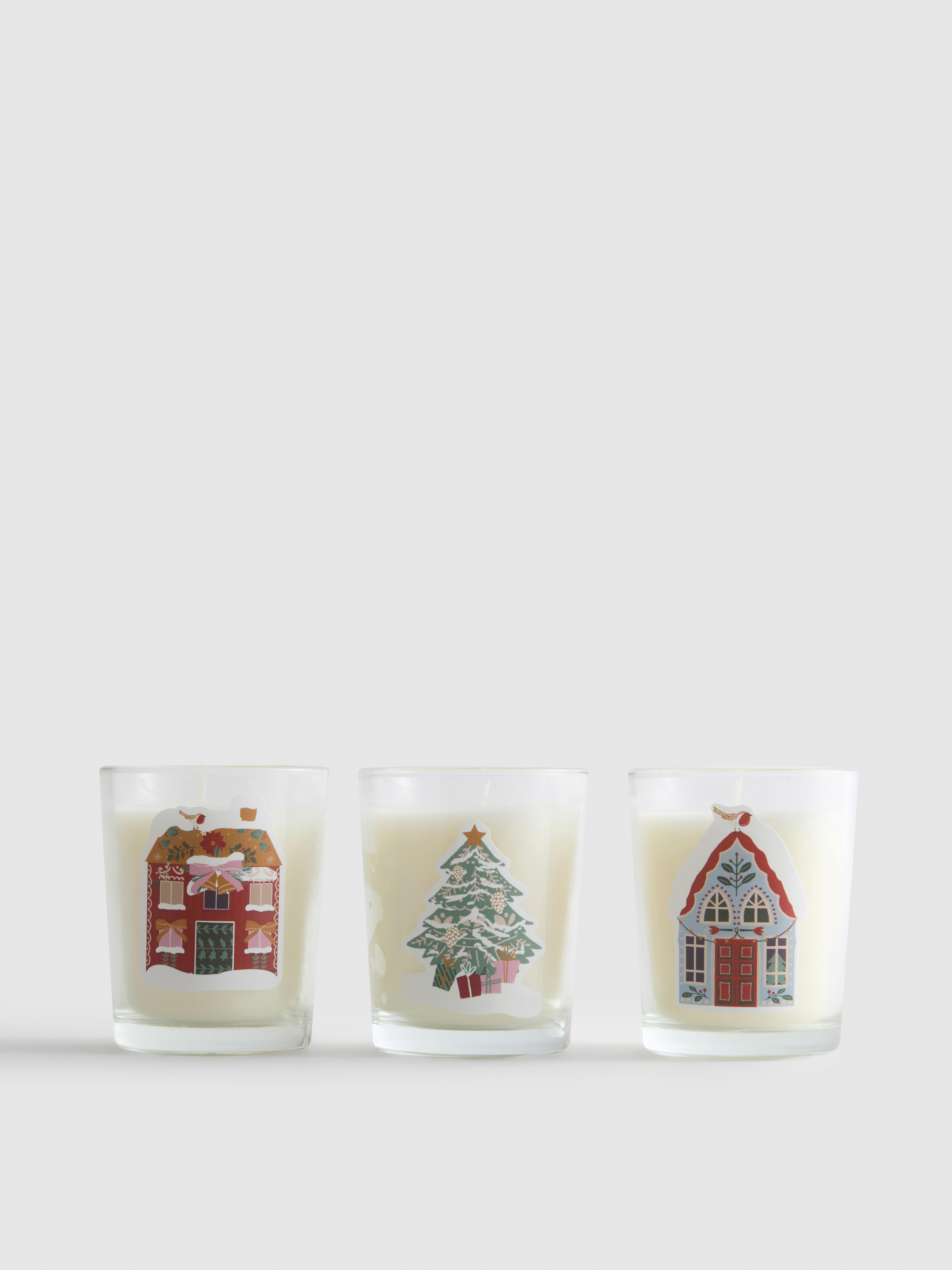 3pk Christmas Votive Candles Cream