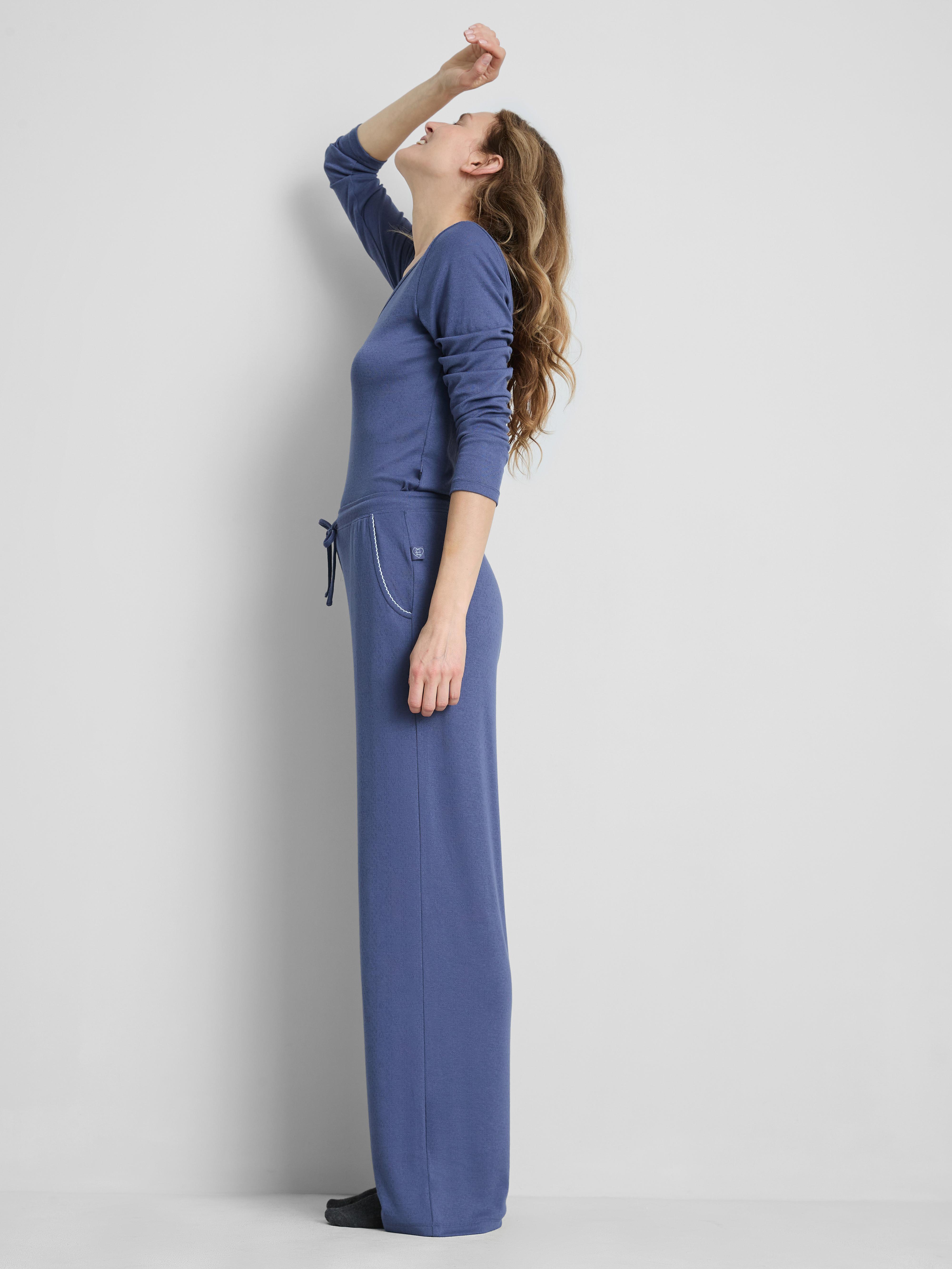 Wijd uitlopende pyjamabroek met ajour