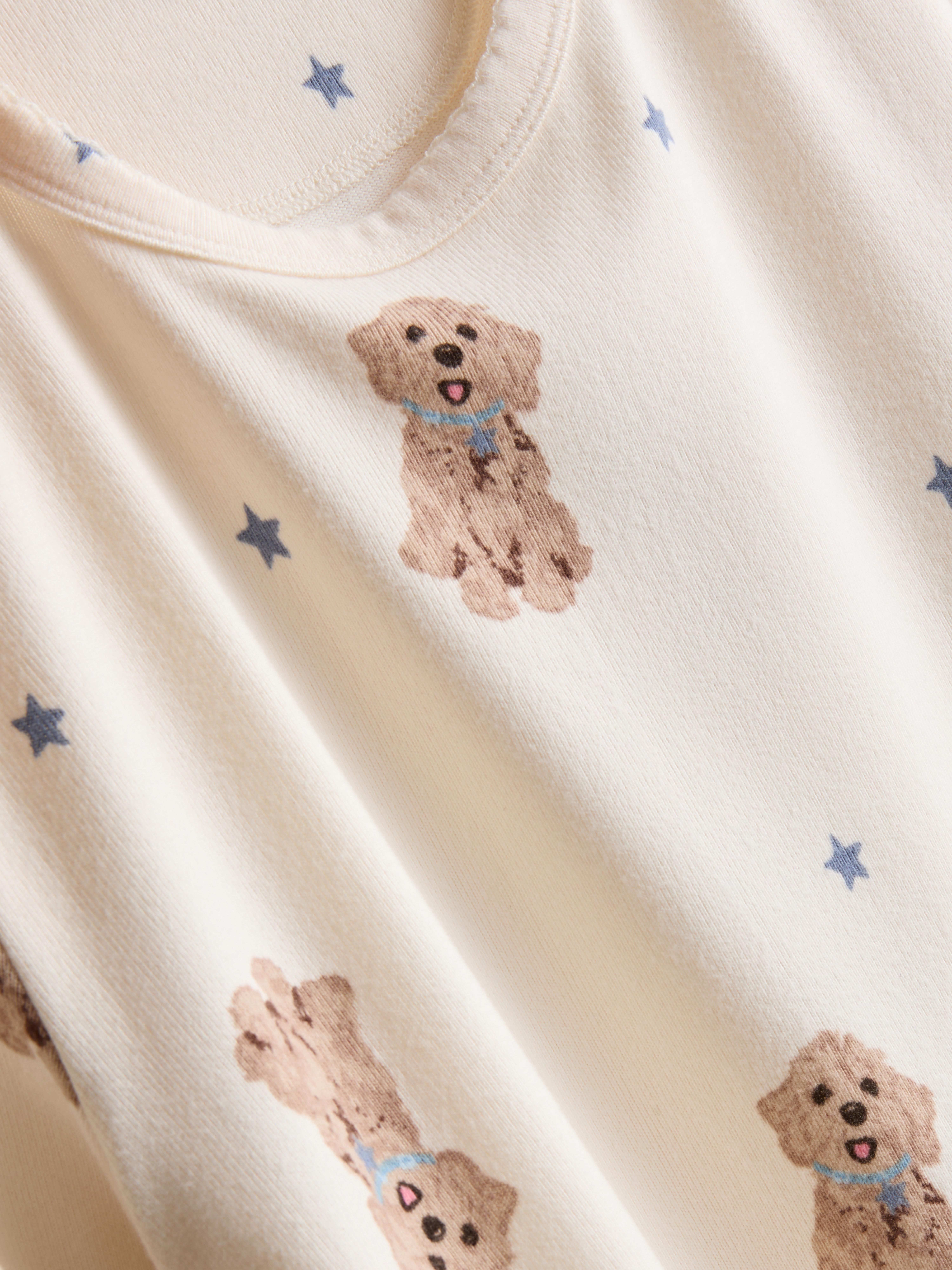 Women's Cream Cozy Dog Print Pajama Top