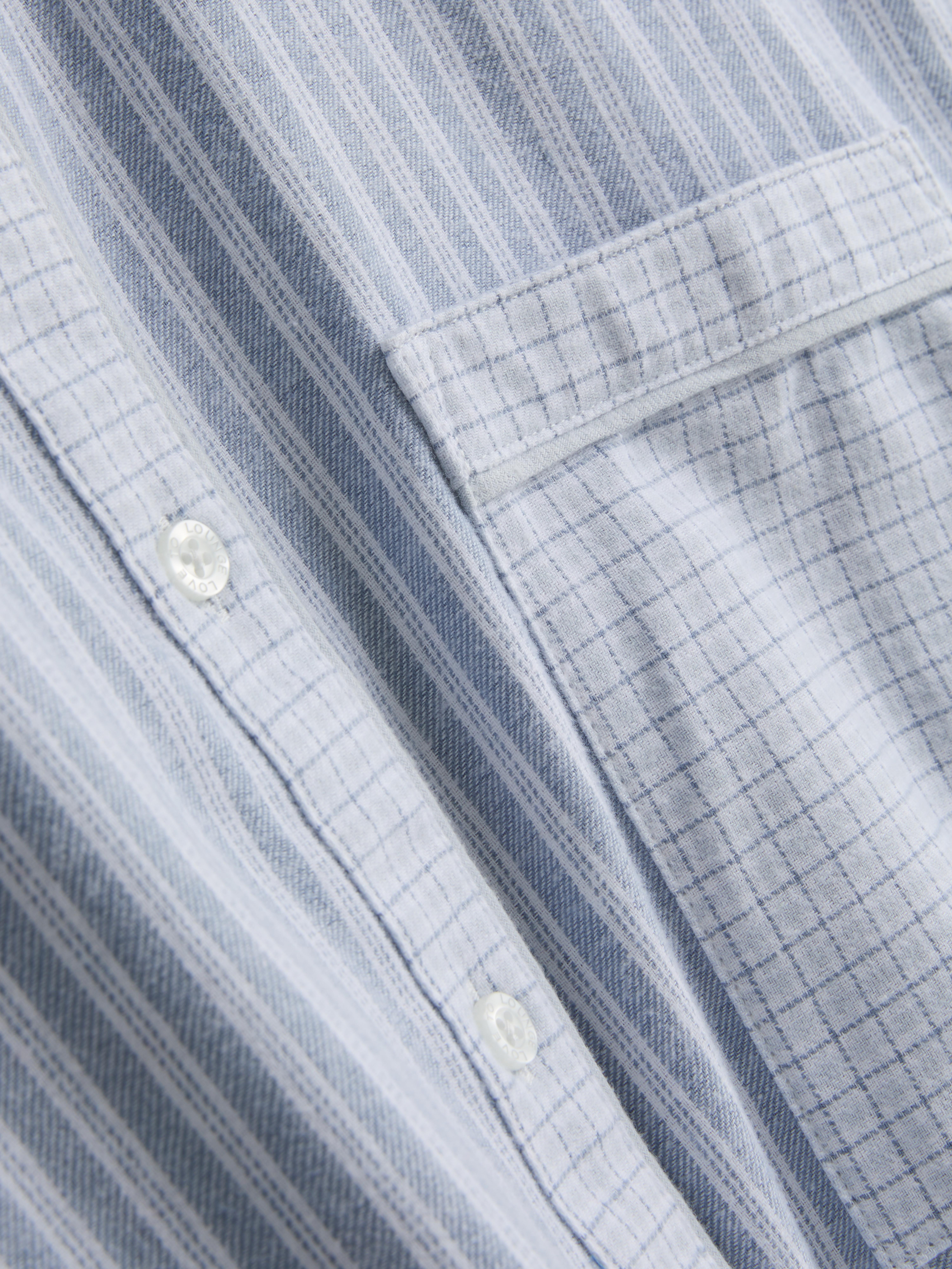 Women's Blue Cotton Woven Pajama Shirt