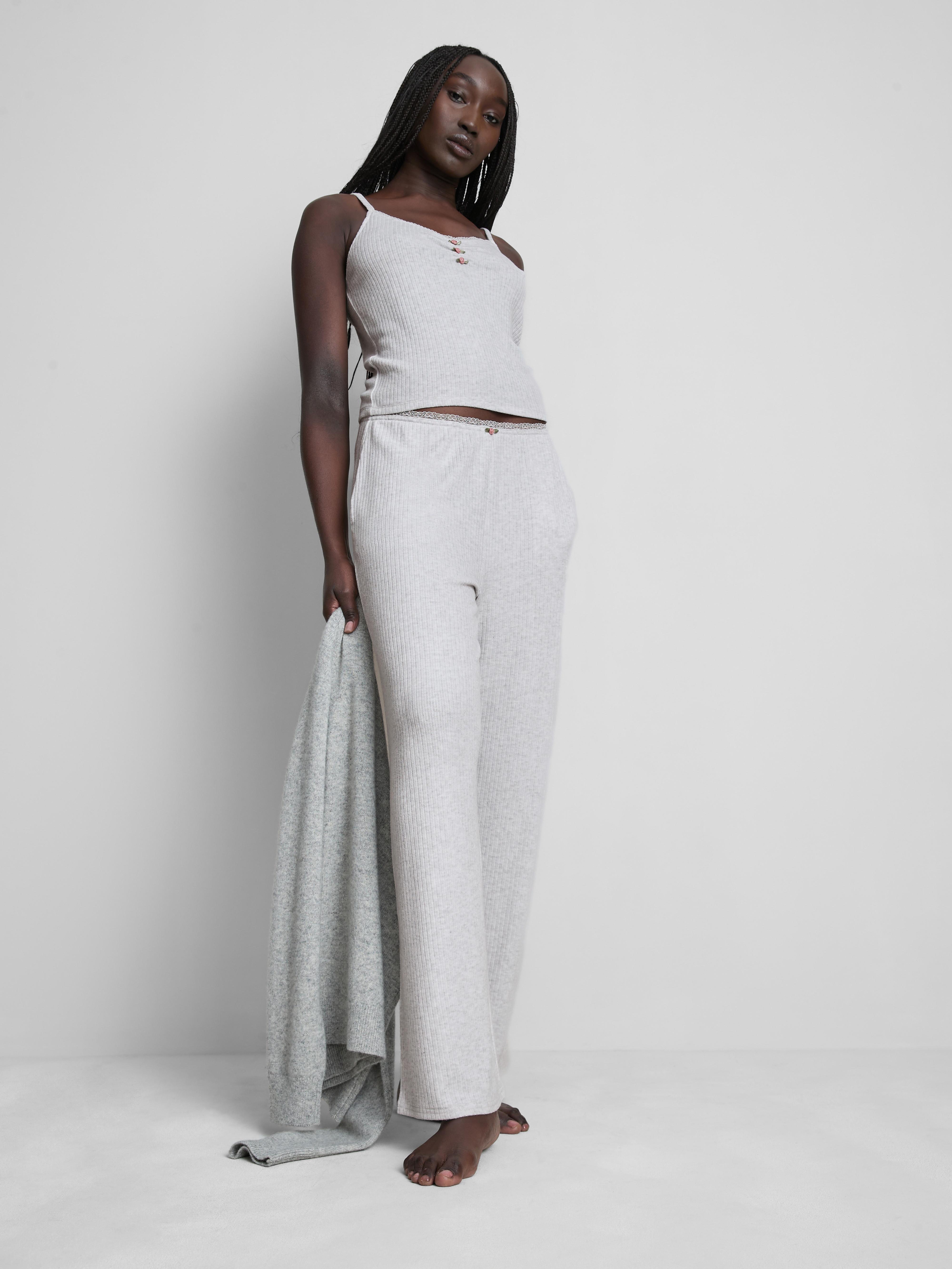 Womens Grey Marl Soft Ribbed Pyjama Bottoms | Primark