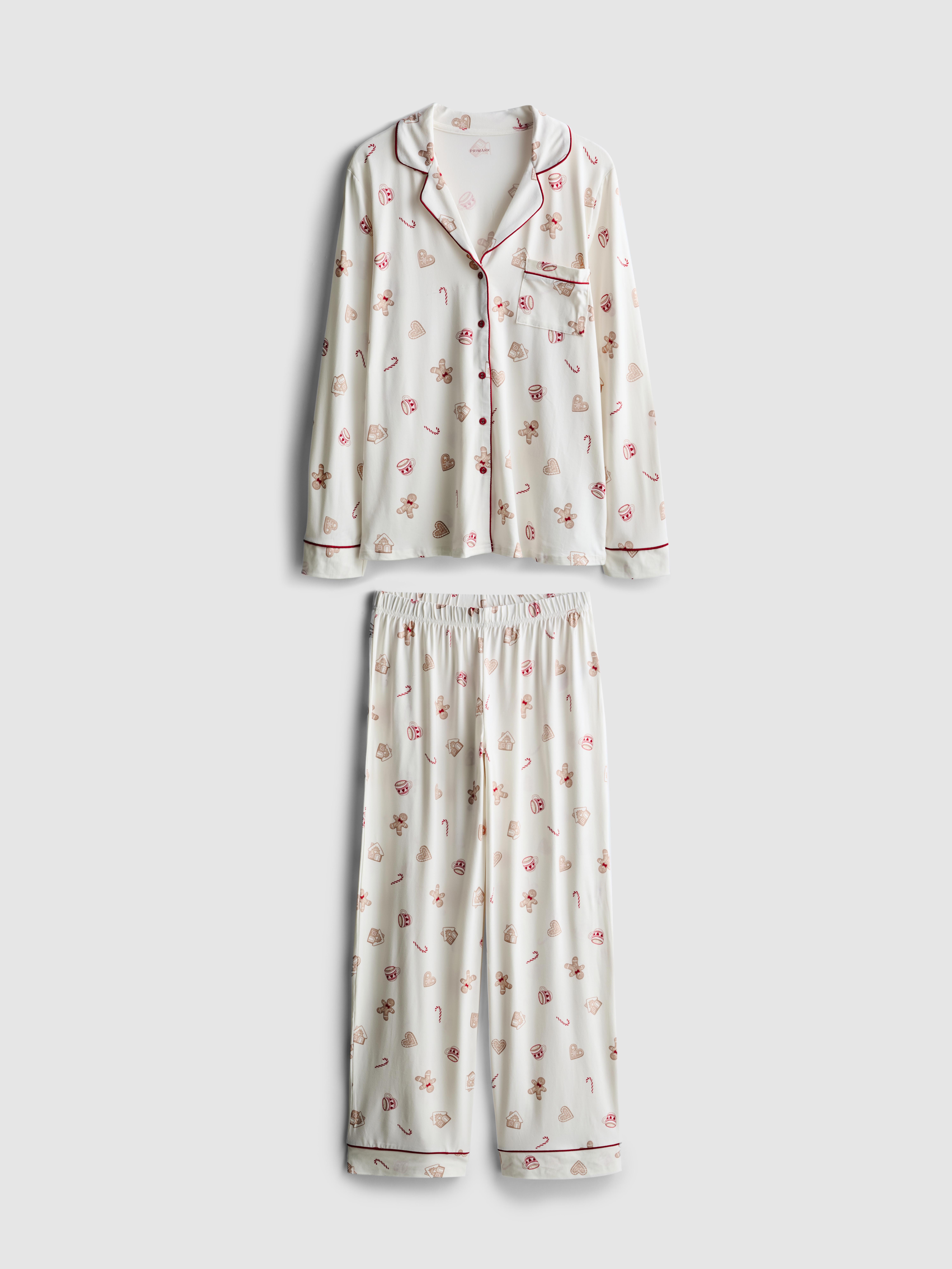 Christmas Printed Boyfriend Pyjamas Ecru