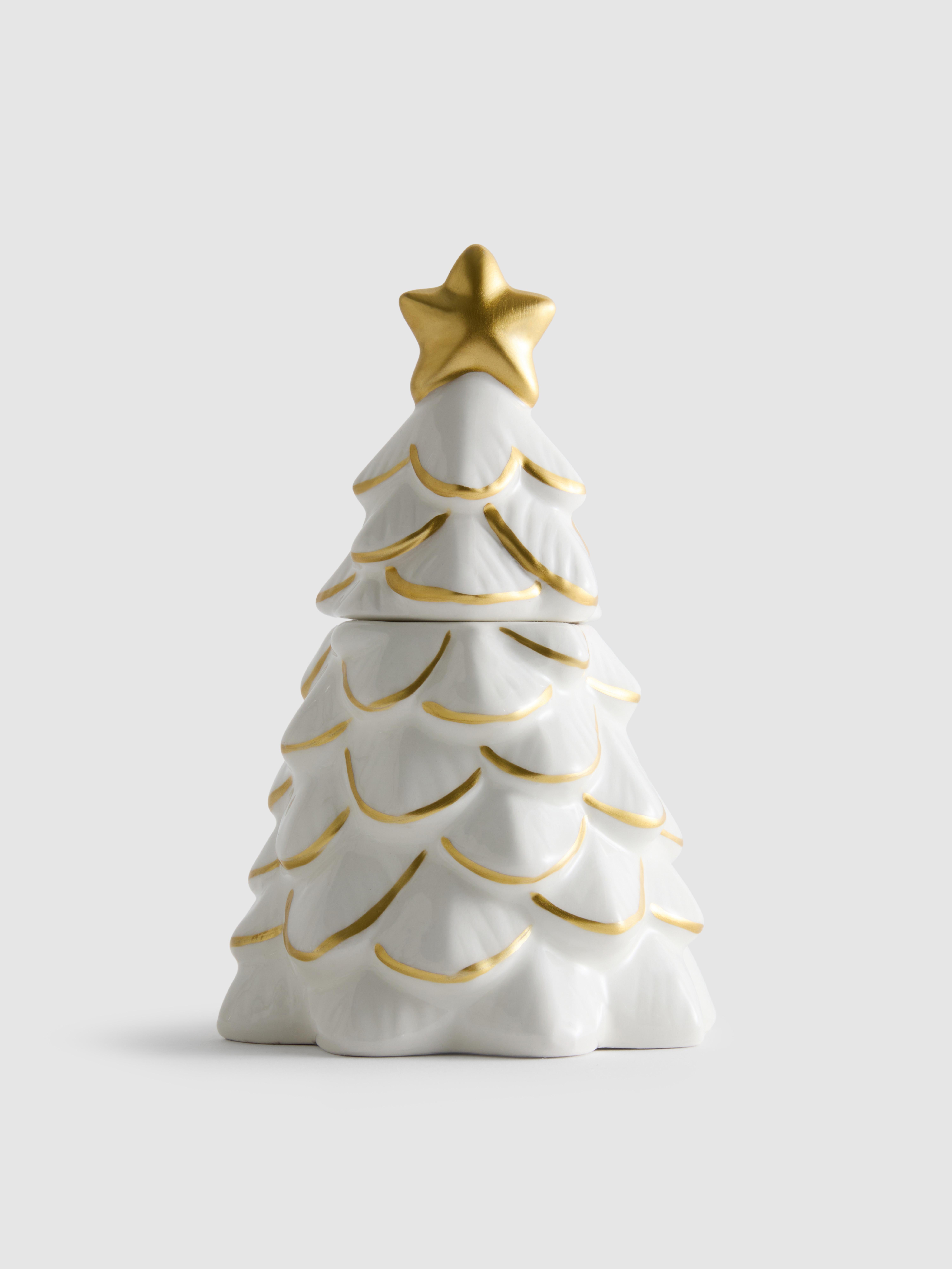 Geurkaars in kerstboomvormige pot met deksel