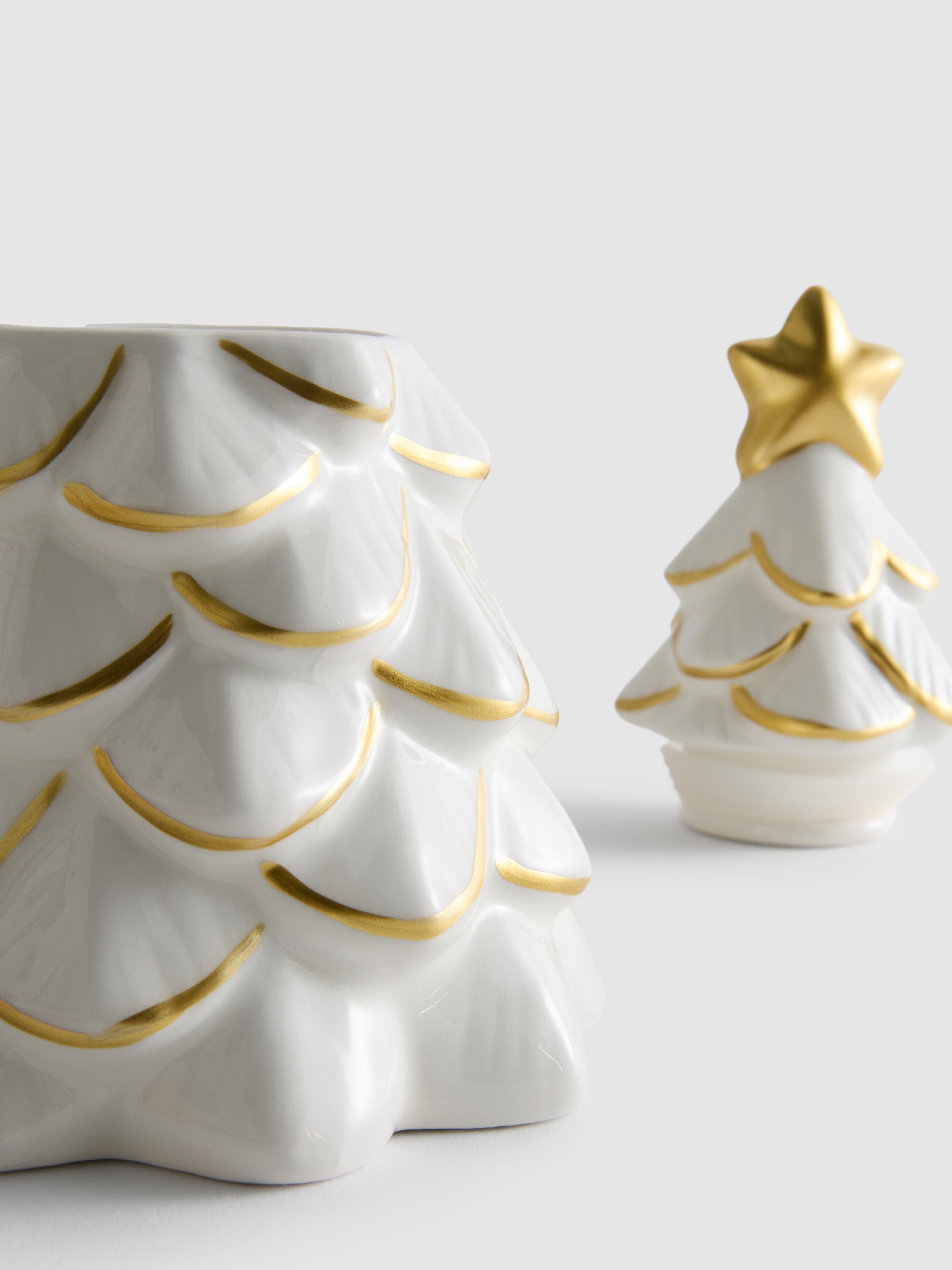 Geurkaars in kerstboomvormige pot met deksel