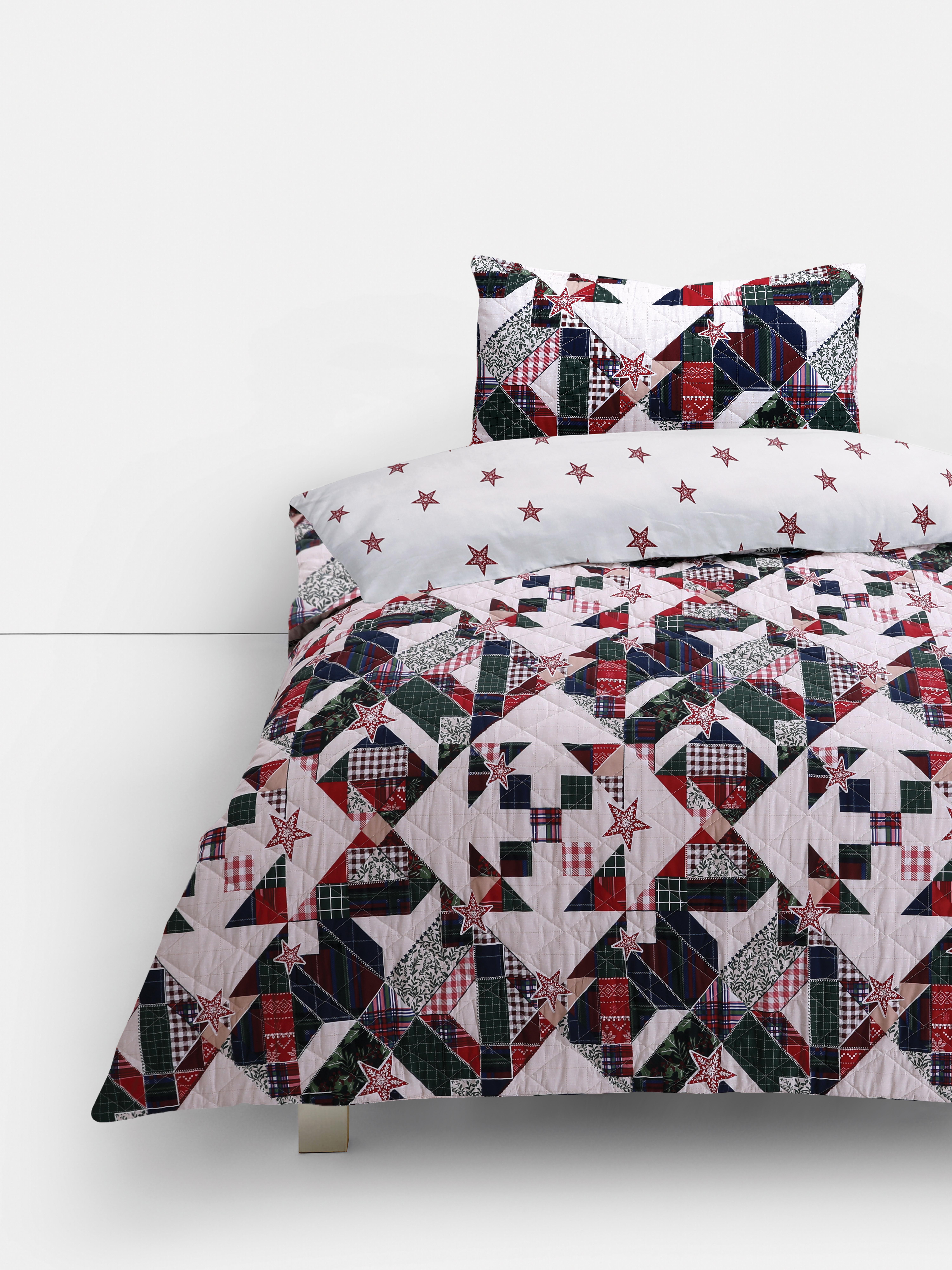 Patchwork Star Single Quilted Duvet Cover Set