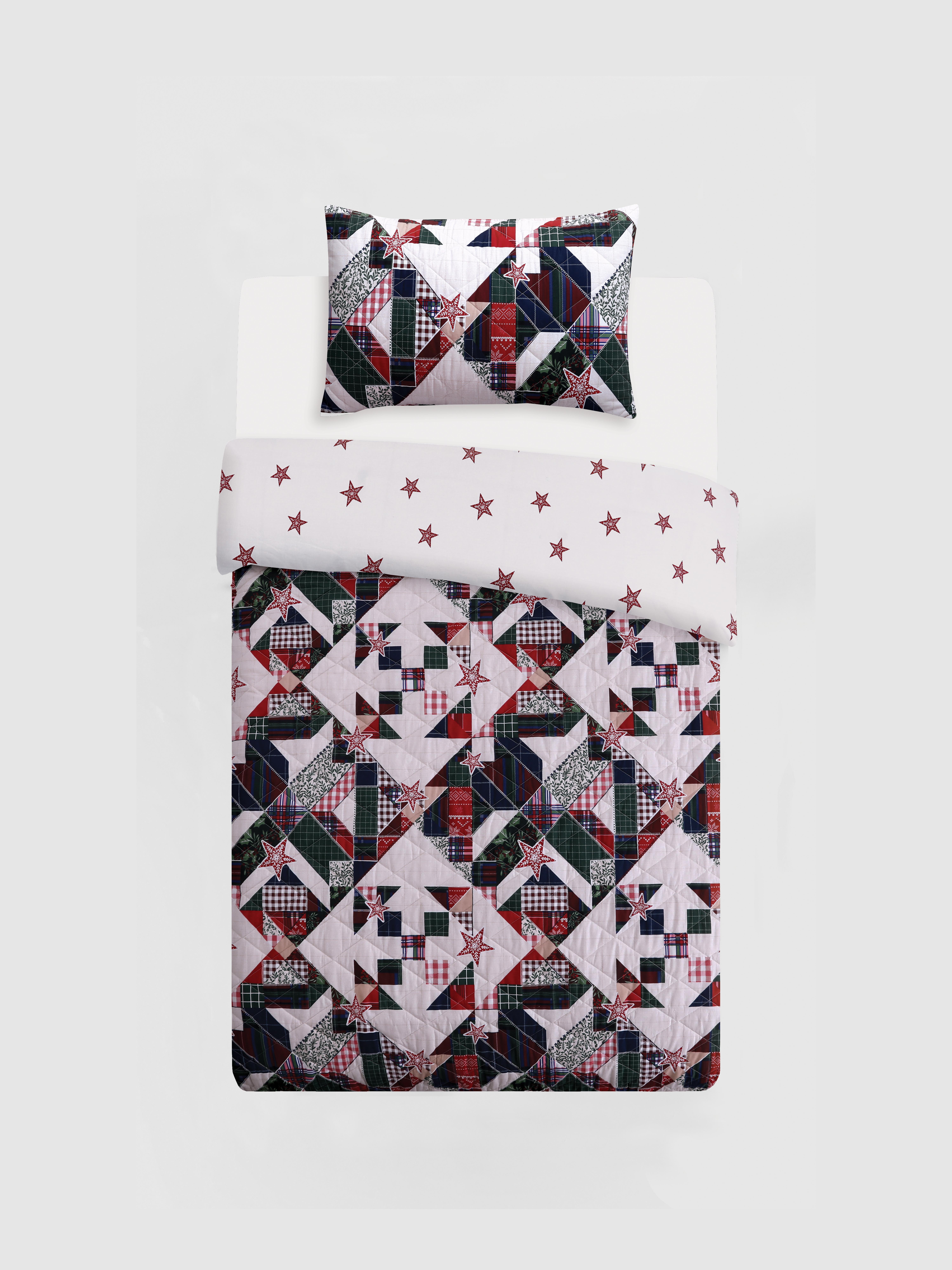 Patchwork Star Single Quilted Duvet Cover Set