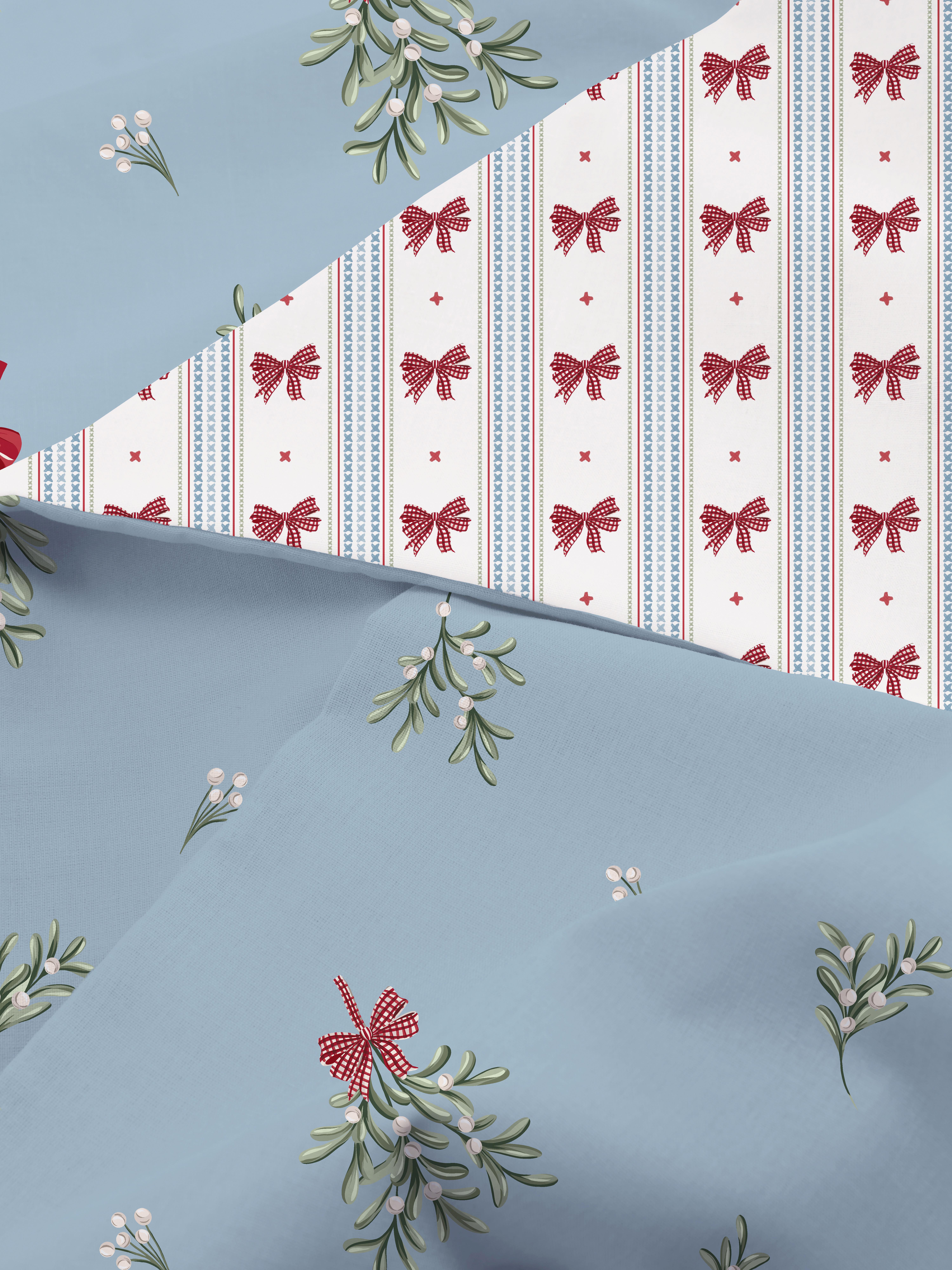 Christmas Mistletoe And Bow King Bedset