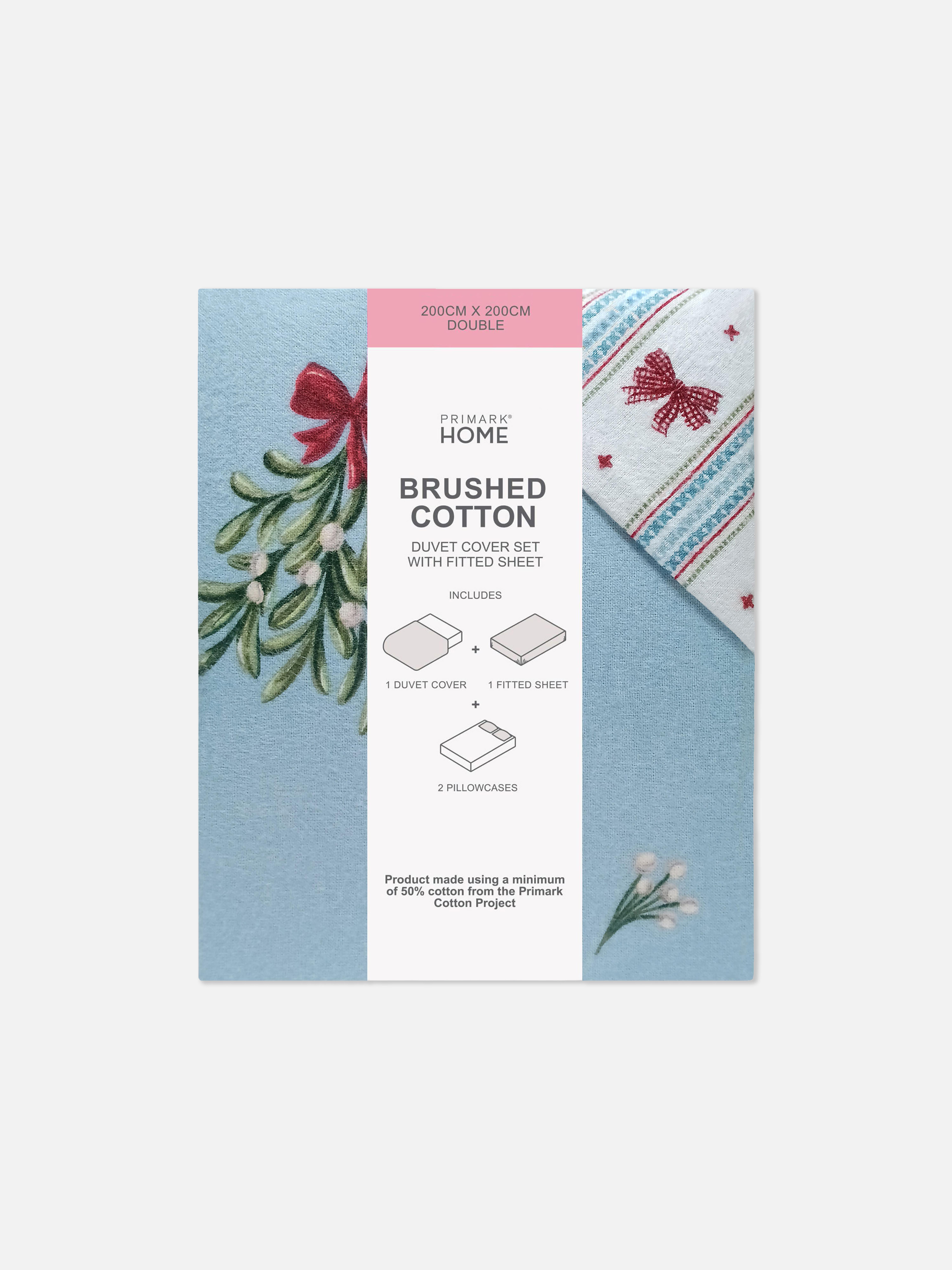 Christmas Mistletoe And Bow Double Bedset