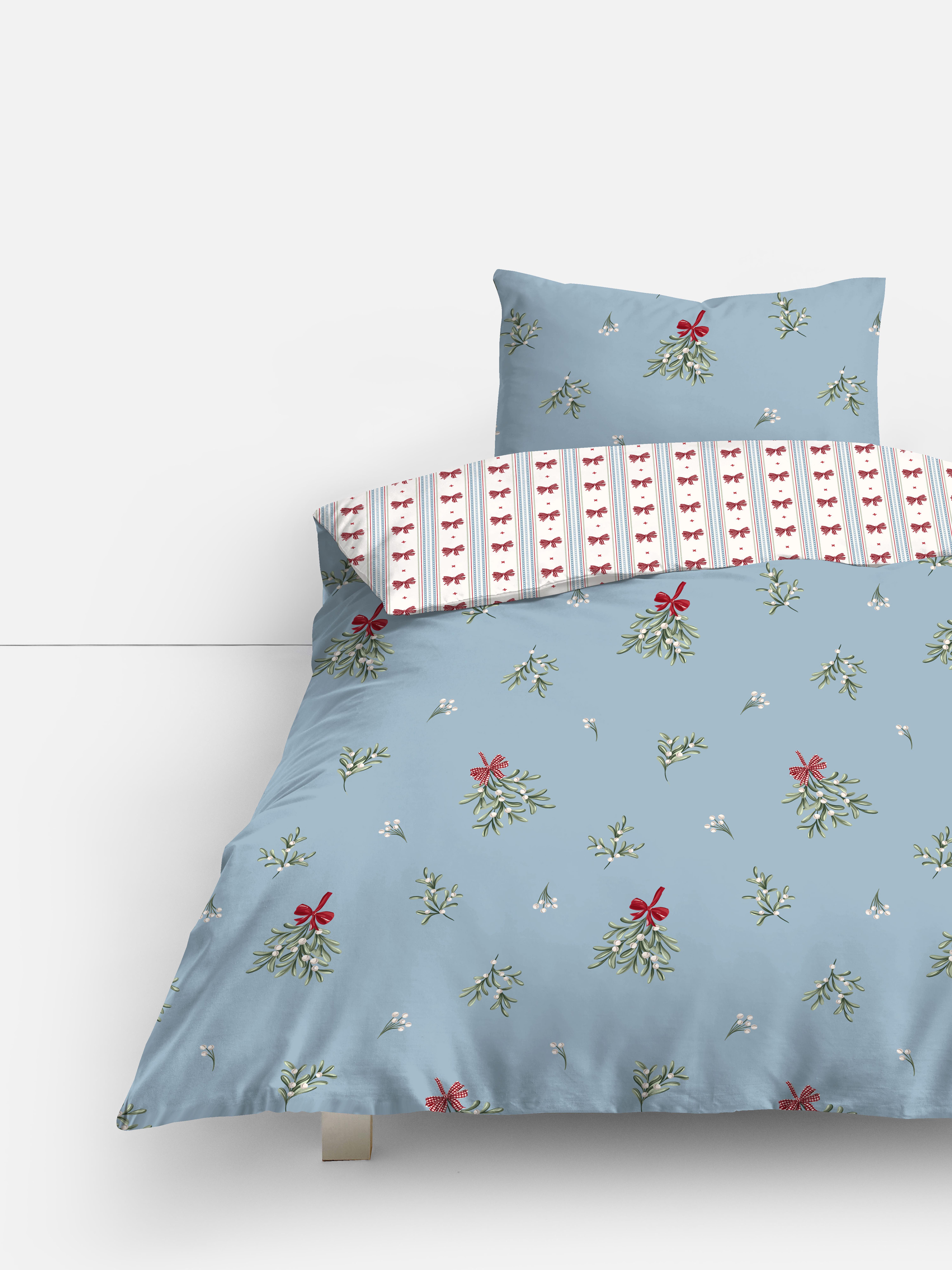 Set de funda nórdica navideña con acebo y lazos