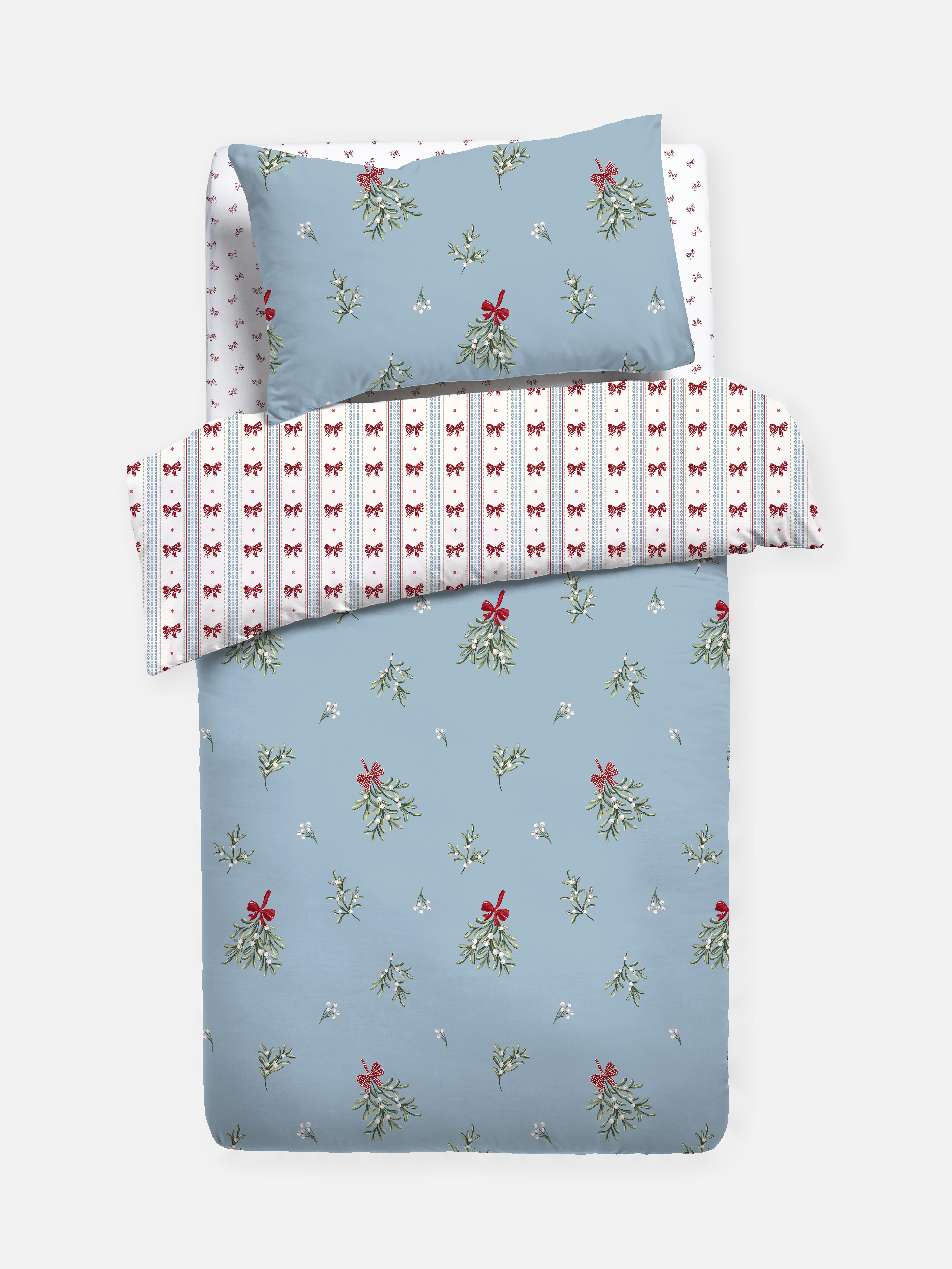 Set de funda nórdica navideña con acebo y lazos