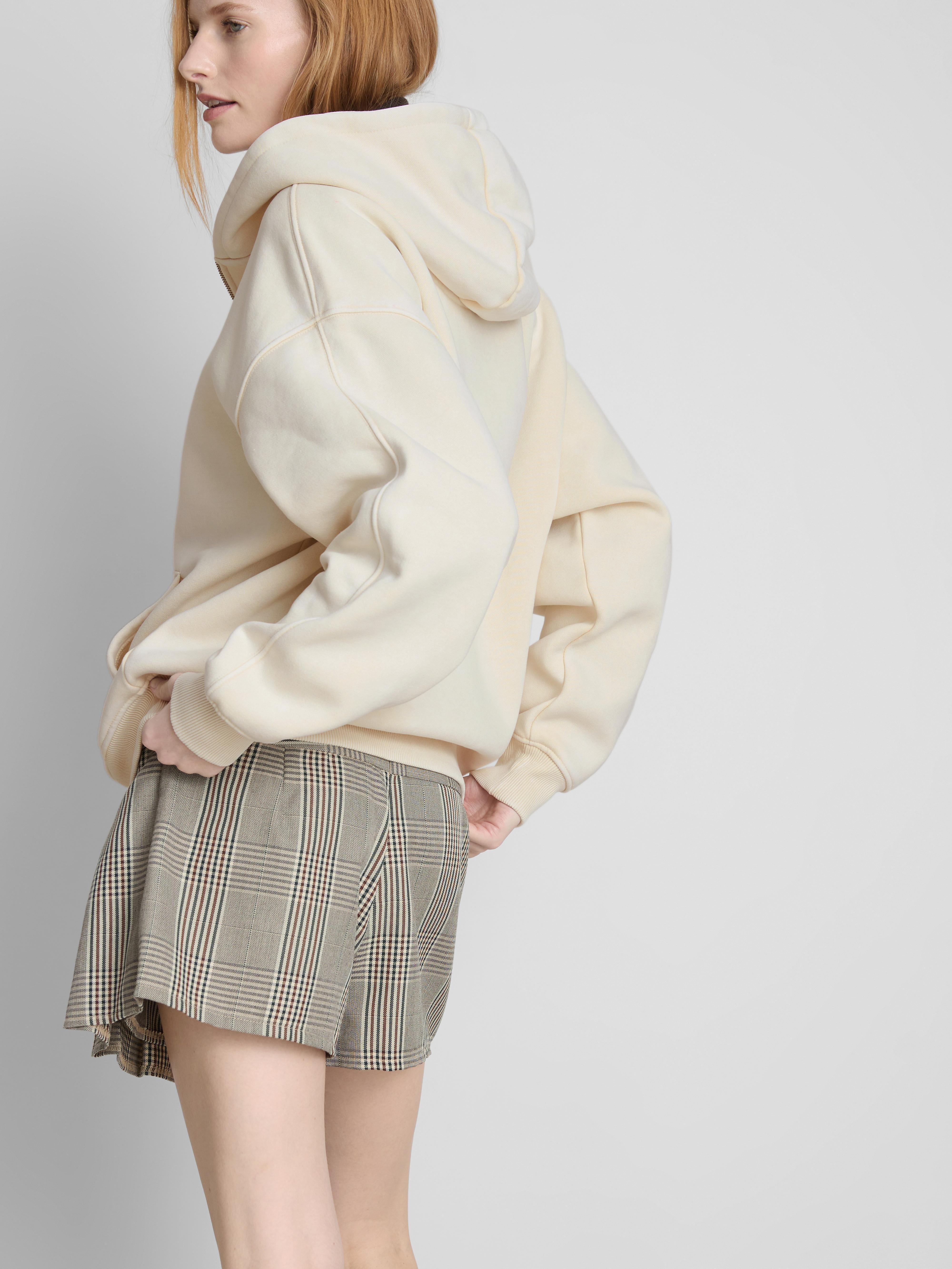 Cotton Blend Relaxed Zip Through Hoodie