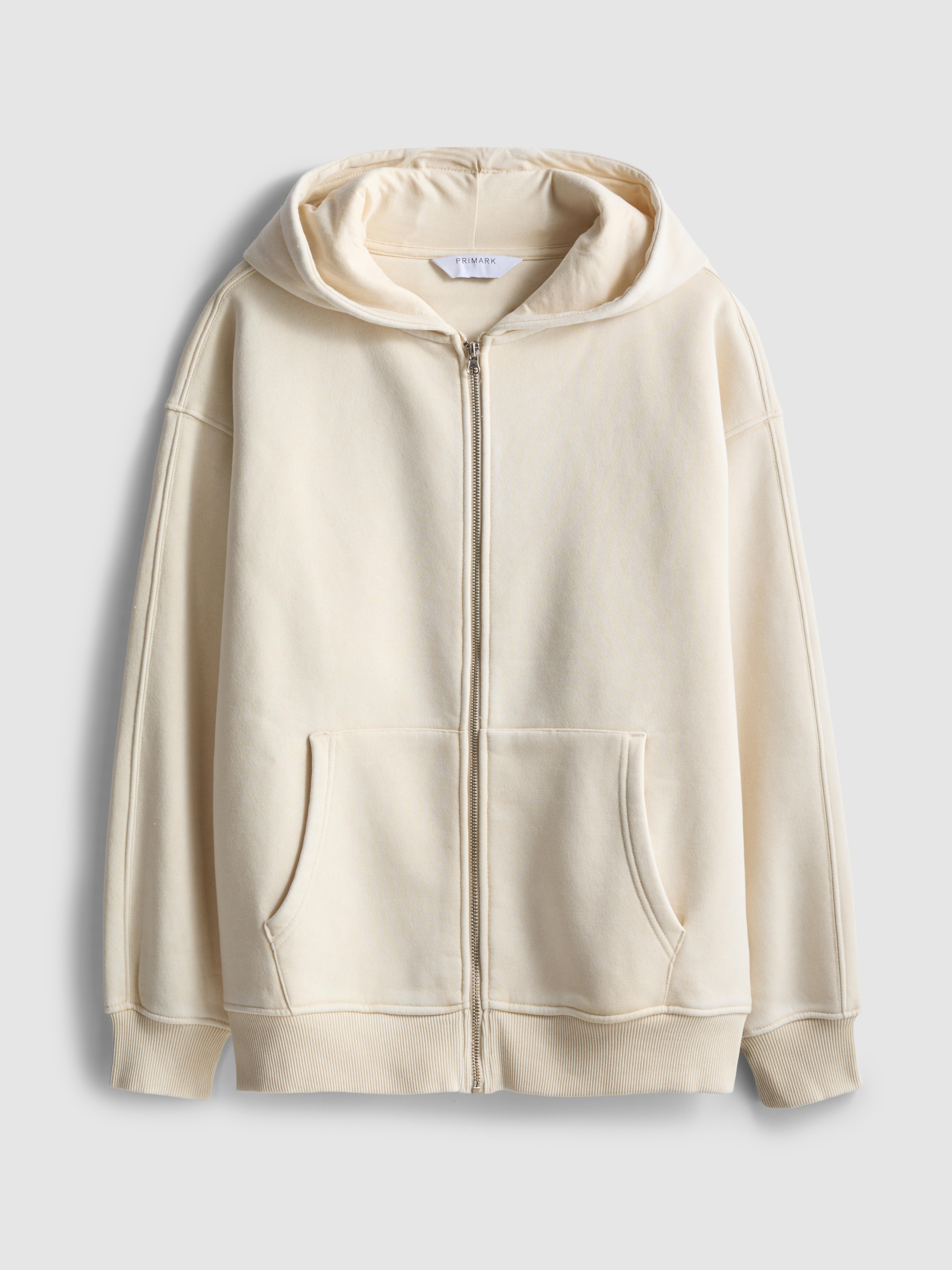 Cotton Blend Relaxed Zip Through Hoodie