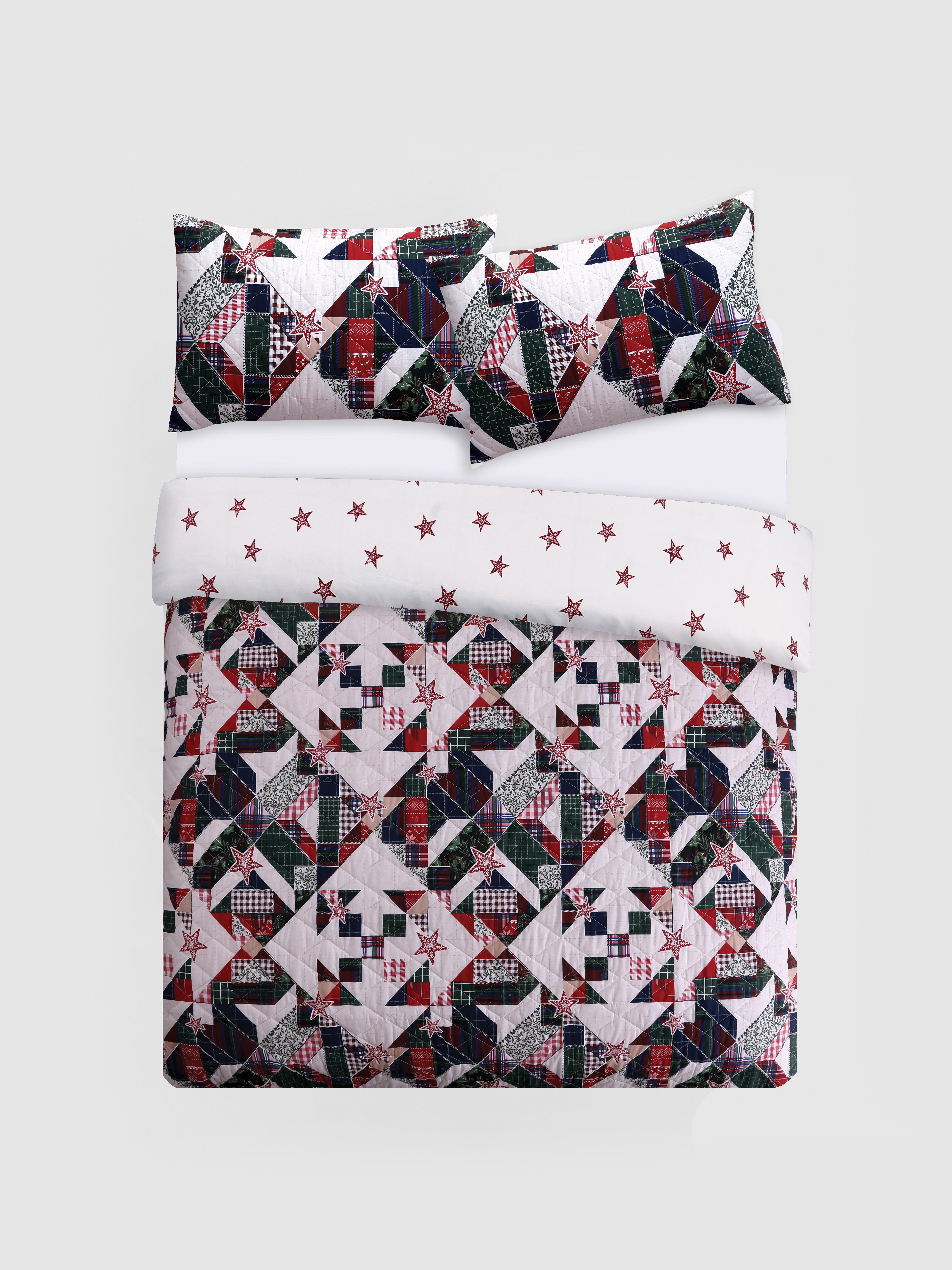 Patchwork Star King Quilted Duvet Cover Set