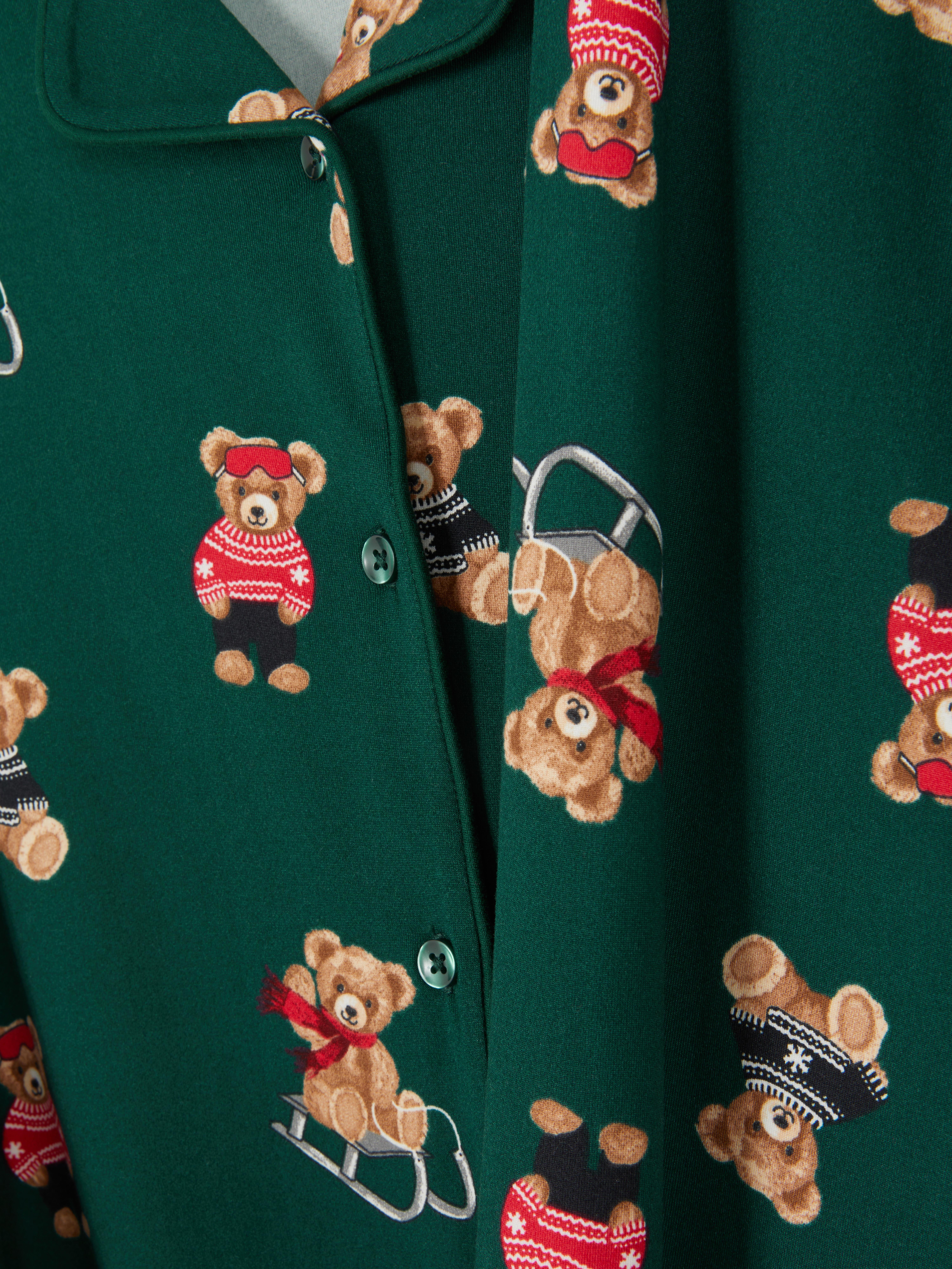 1.5-15yrs | Kid's Green Bear Family Christmas Pyjamas