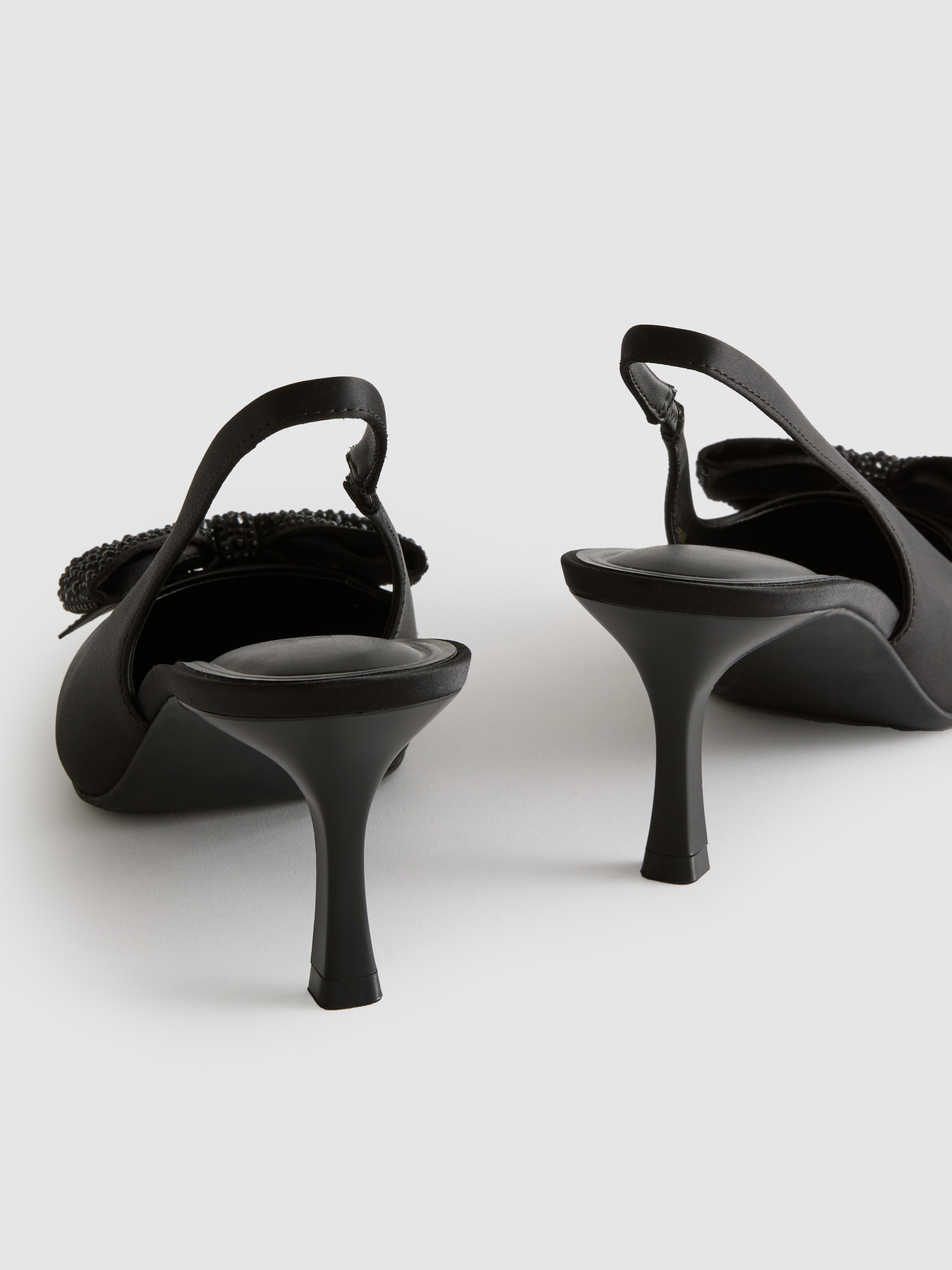 Wide Fit Diamanté Bow Slingback Court Heels