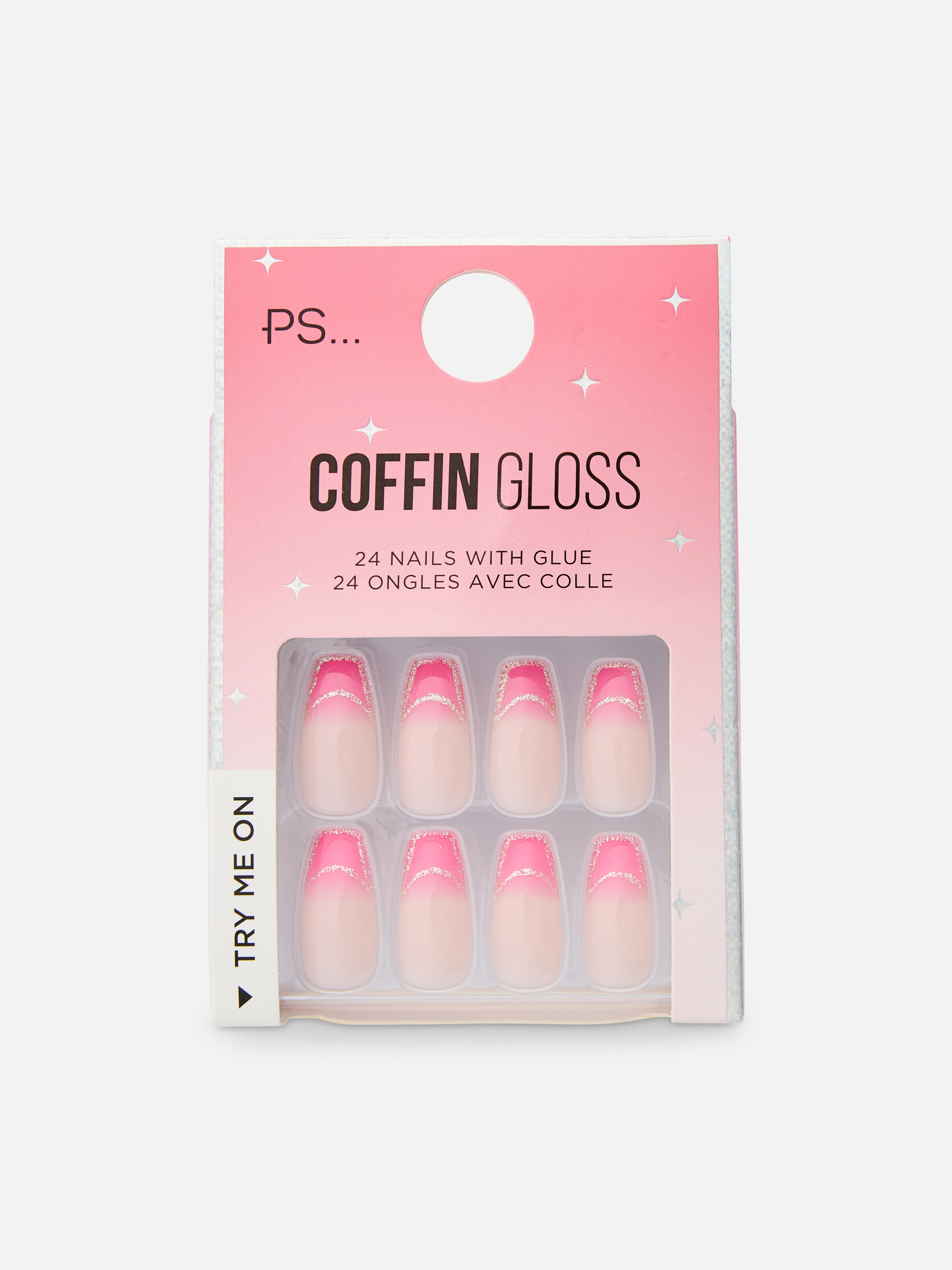 PS... Kunstnagels met coffin-vorm en glittertip