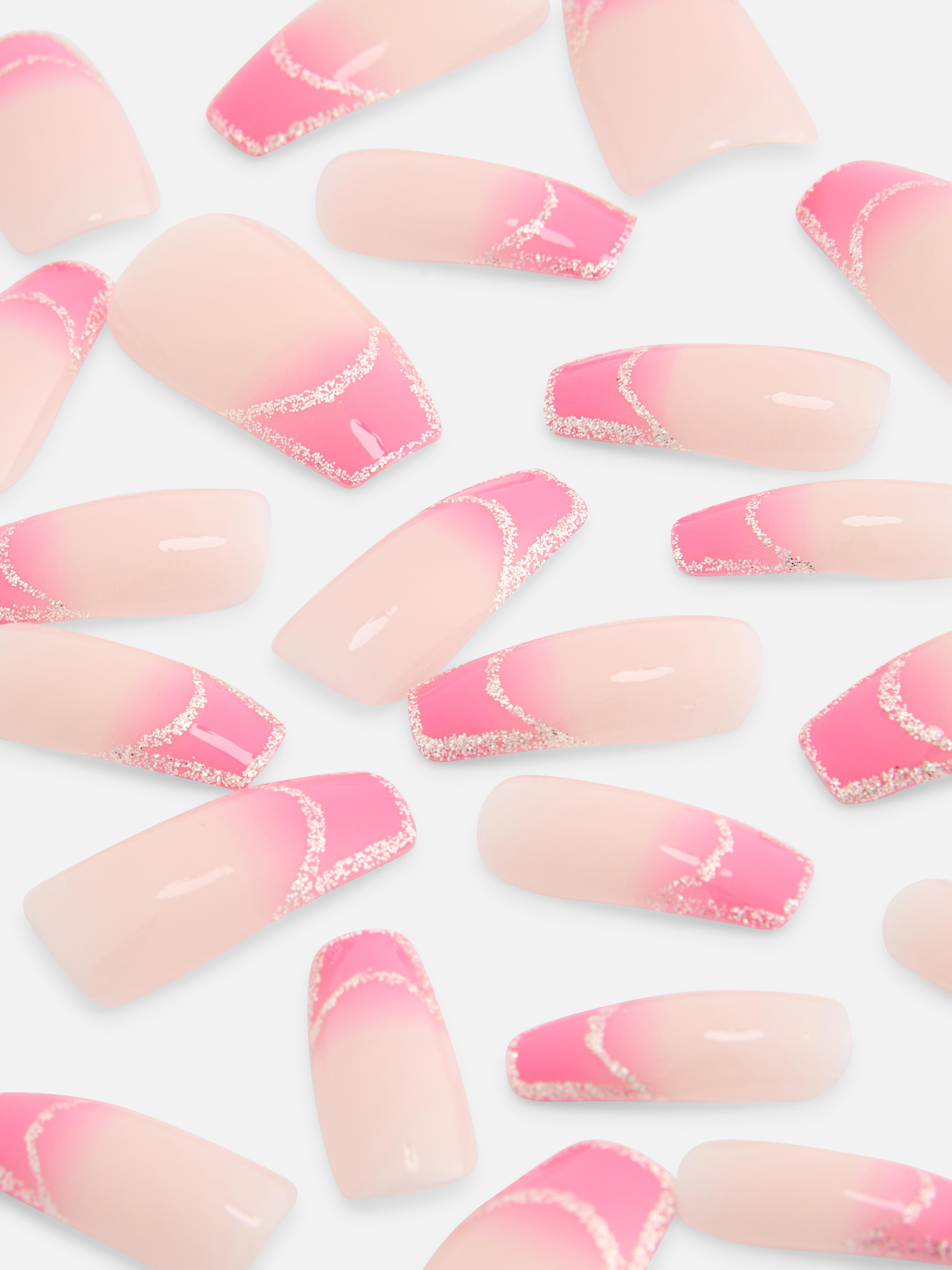 PS... Glitter French Tip Coffin Gloss False Nails