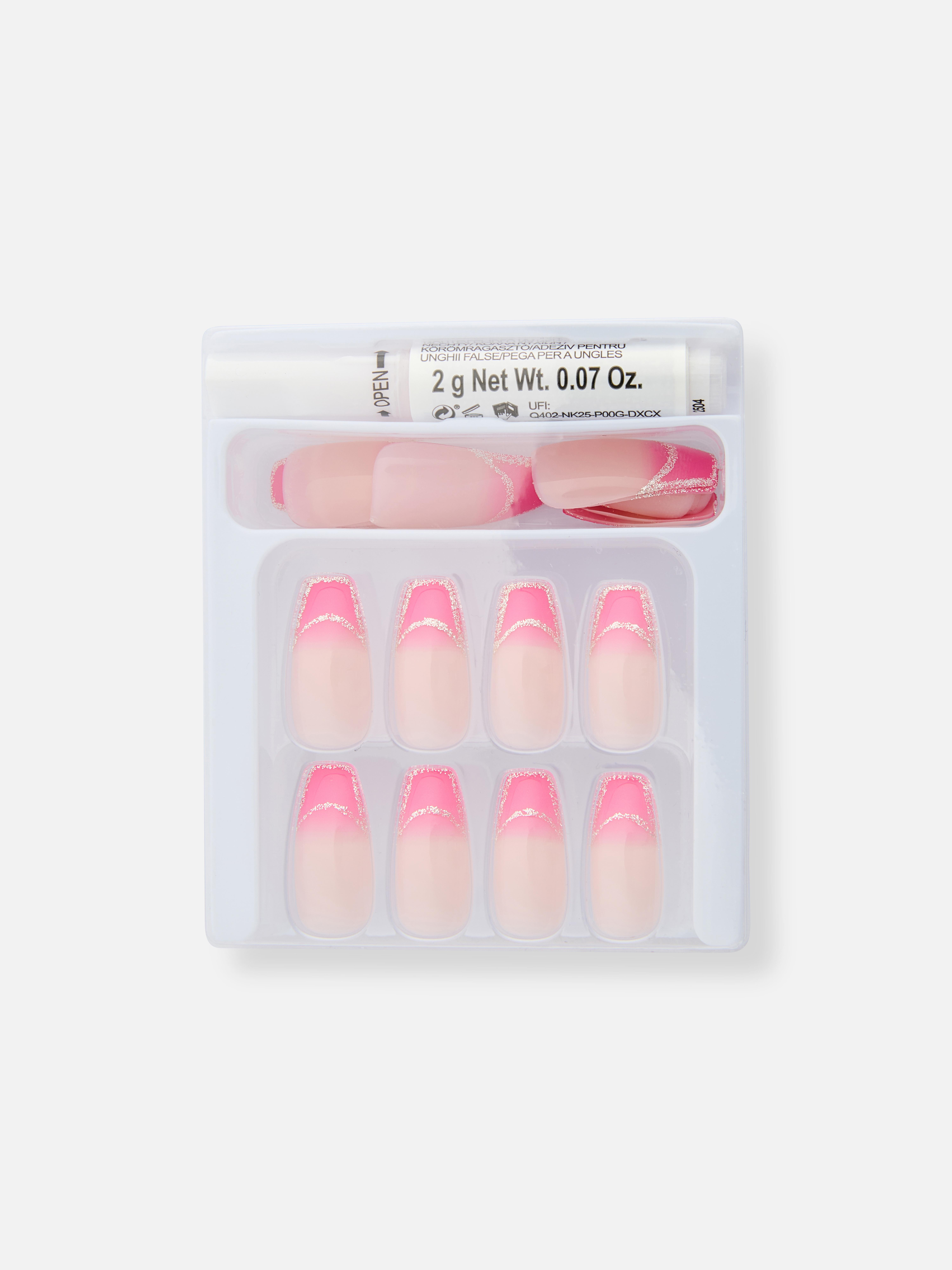 PS... Glitter French Tip Coffin Gloss False Nails