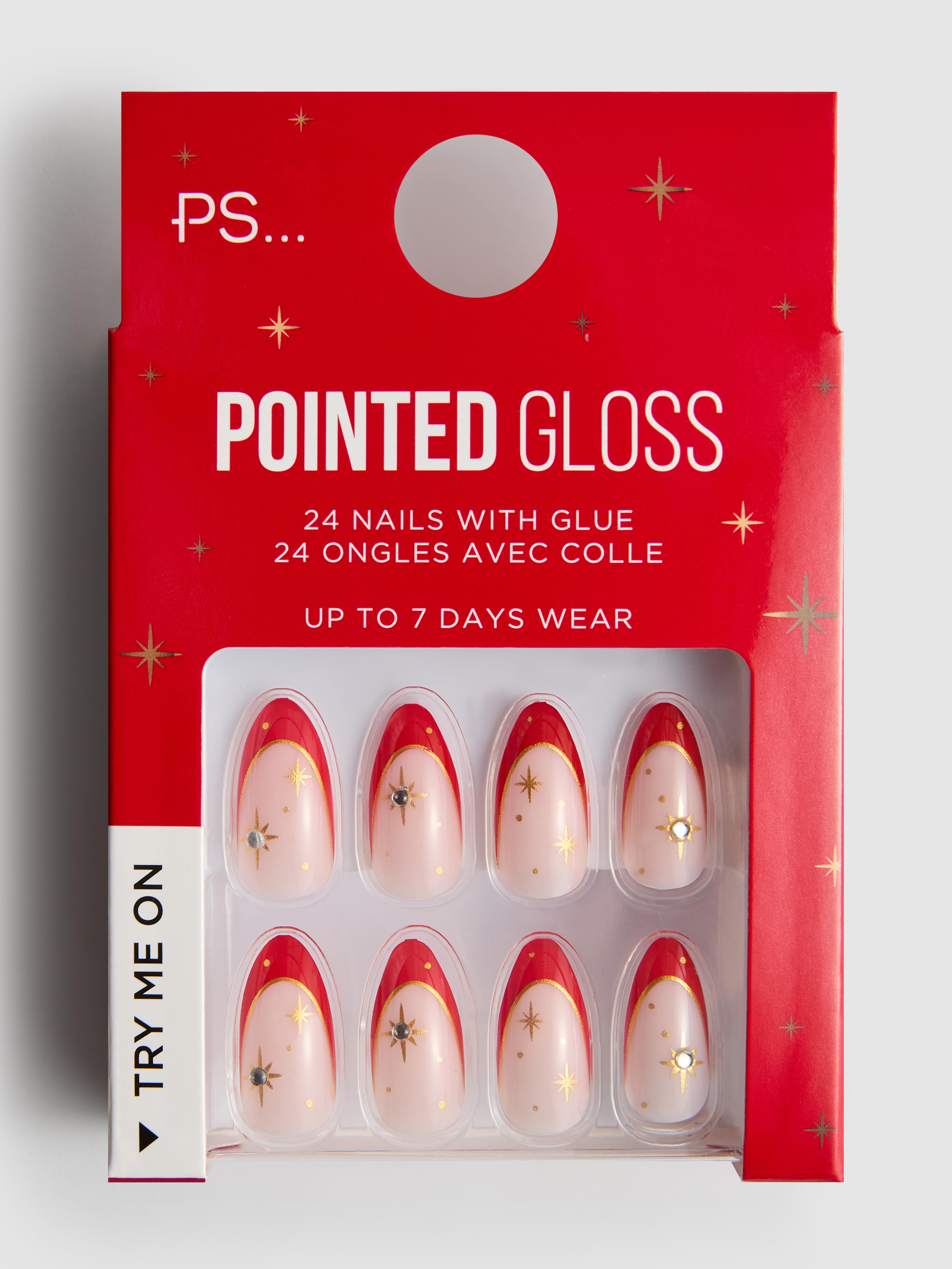 PS... French Tip Pointed Gloss False Nails