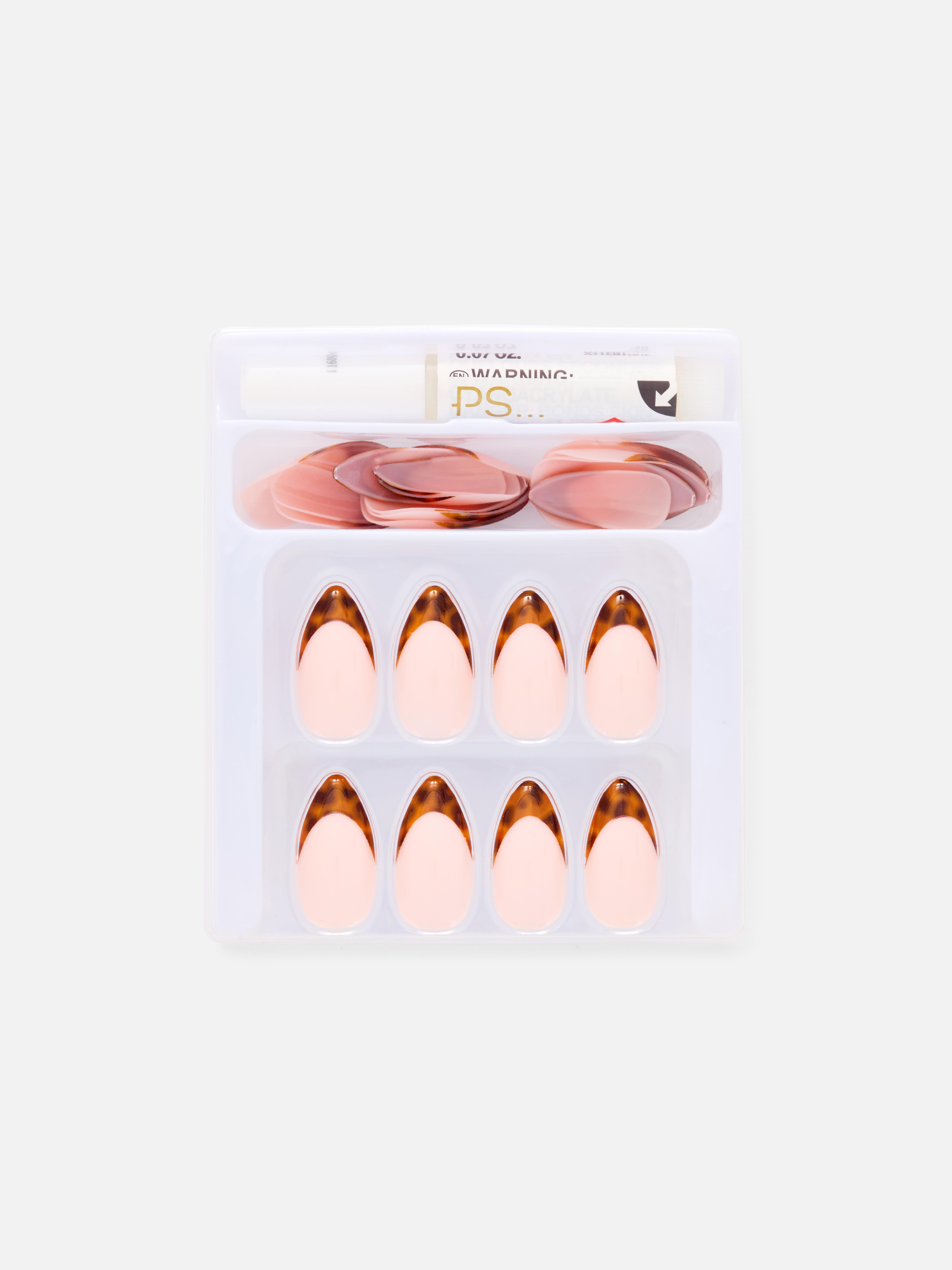 PS... Tortoise French Tip Pointed Gloss False Nails