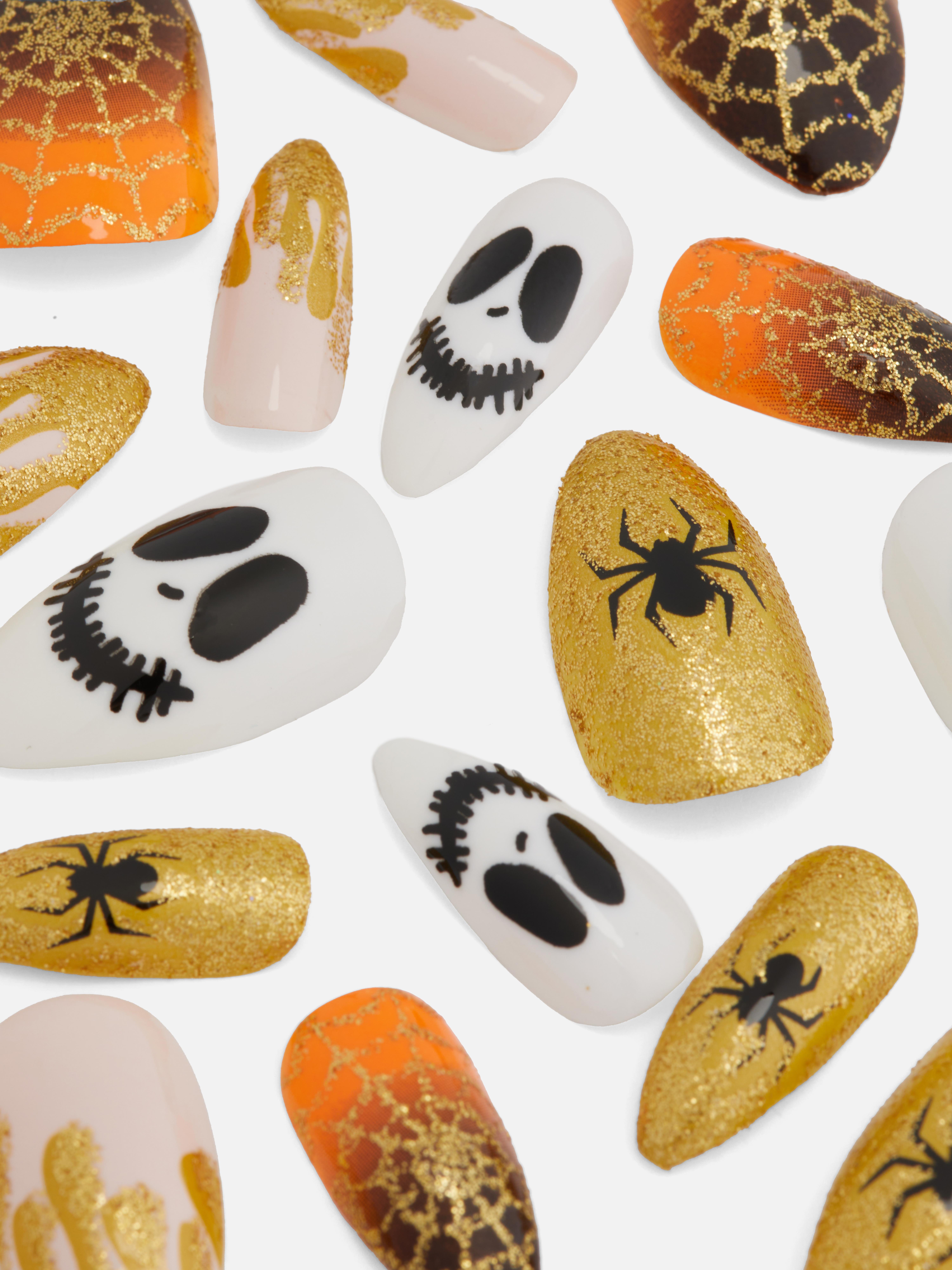 Unhas postiças pontiagudas brilho Halloween PS...
