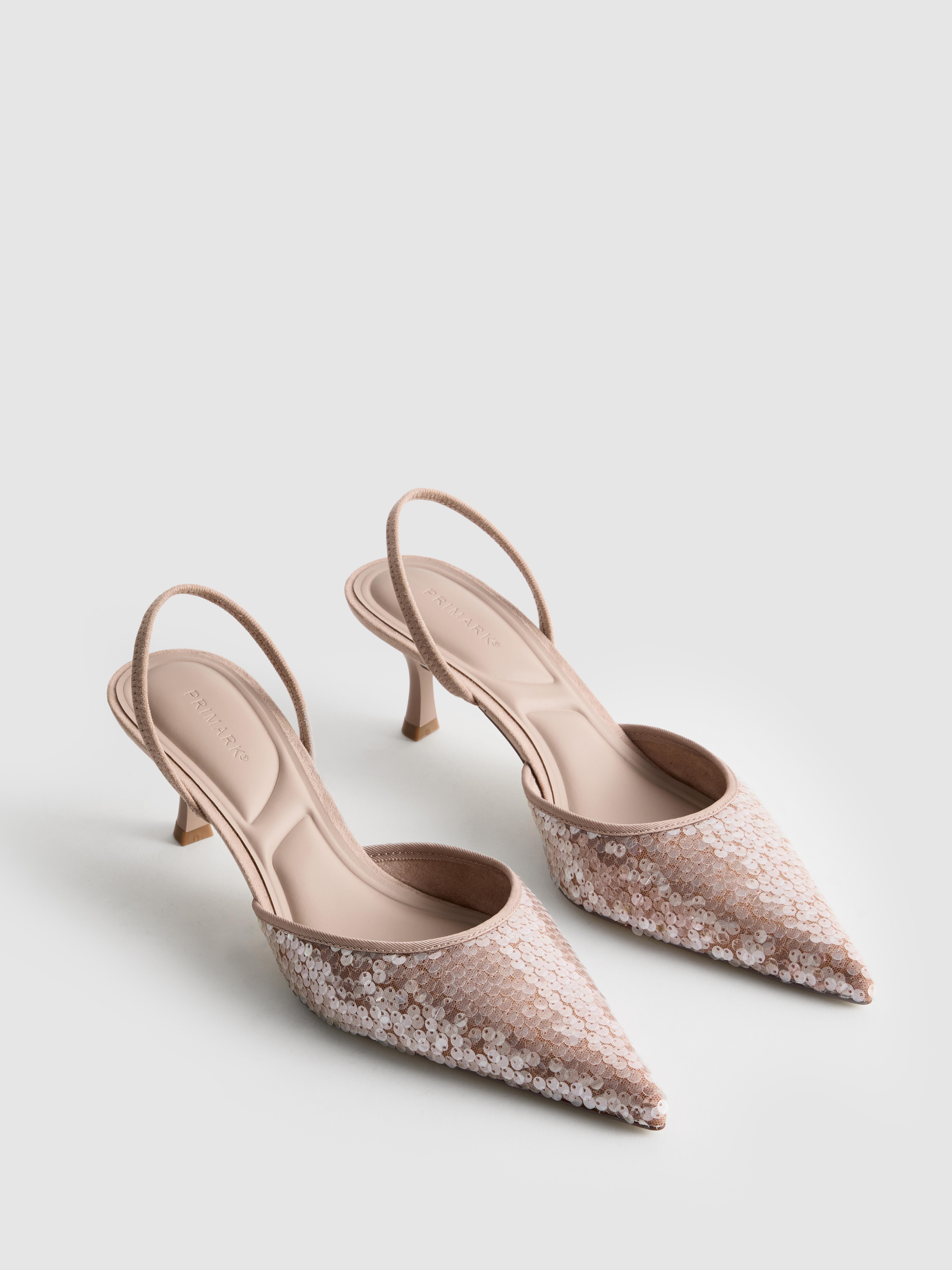 Sequin Slingback Kitten Heels