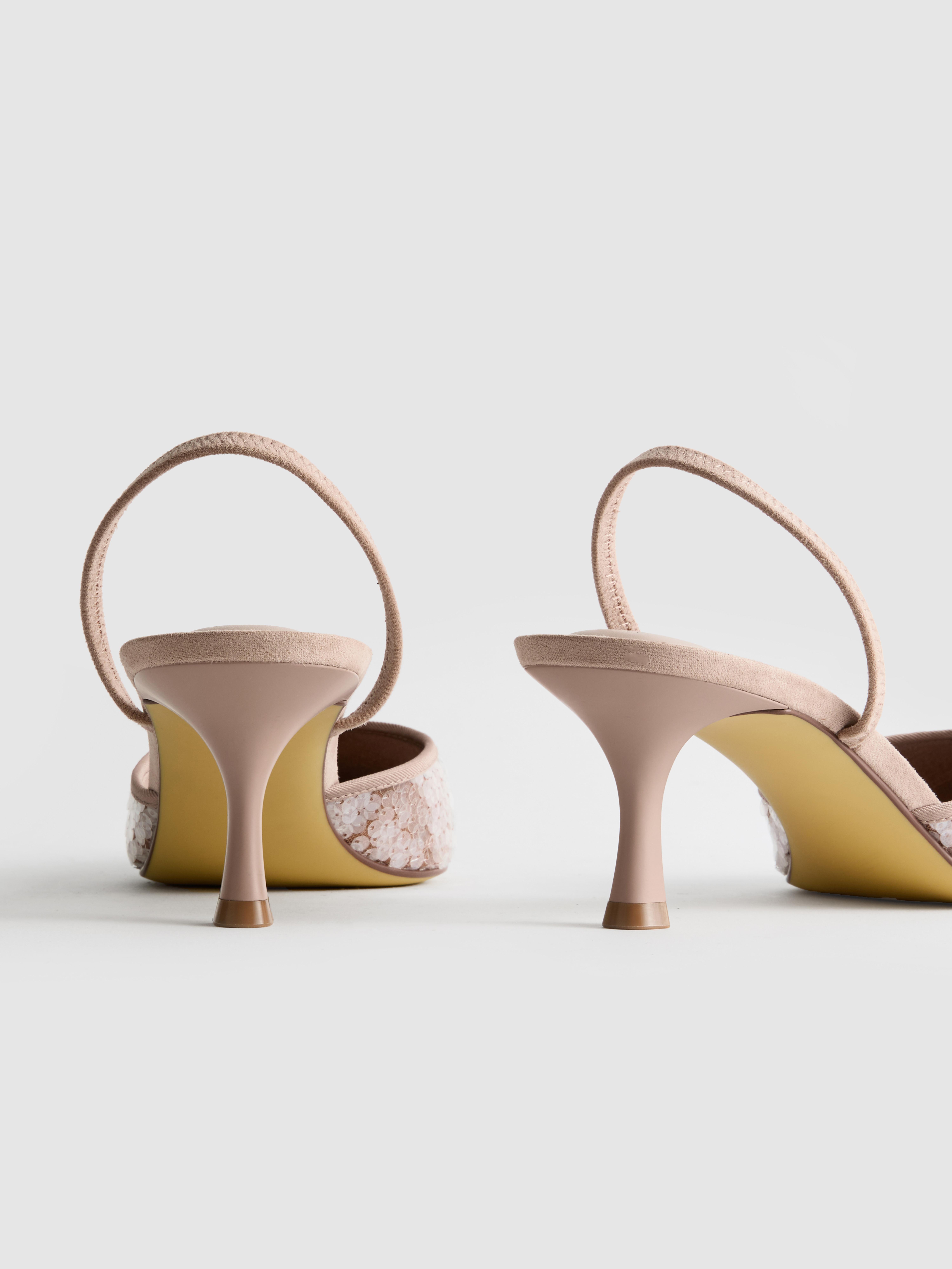 Sequin Slingback Kitten Heels