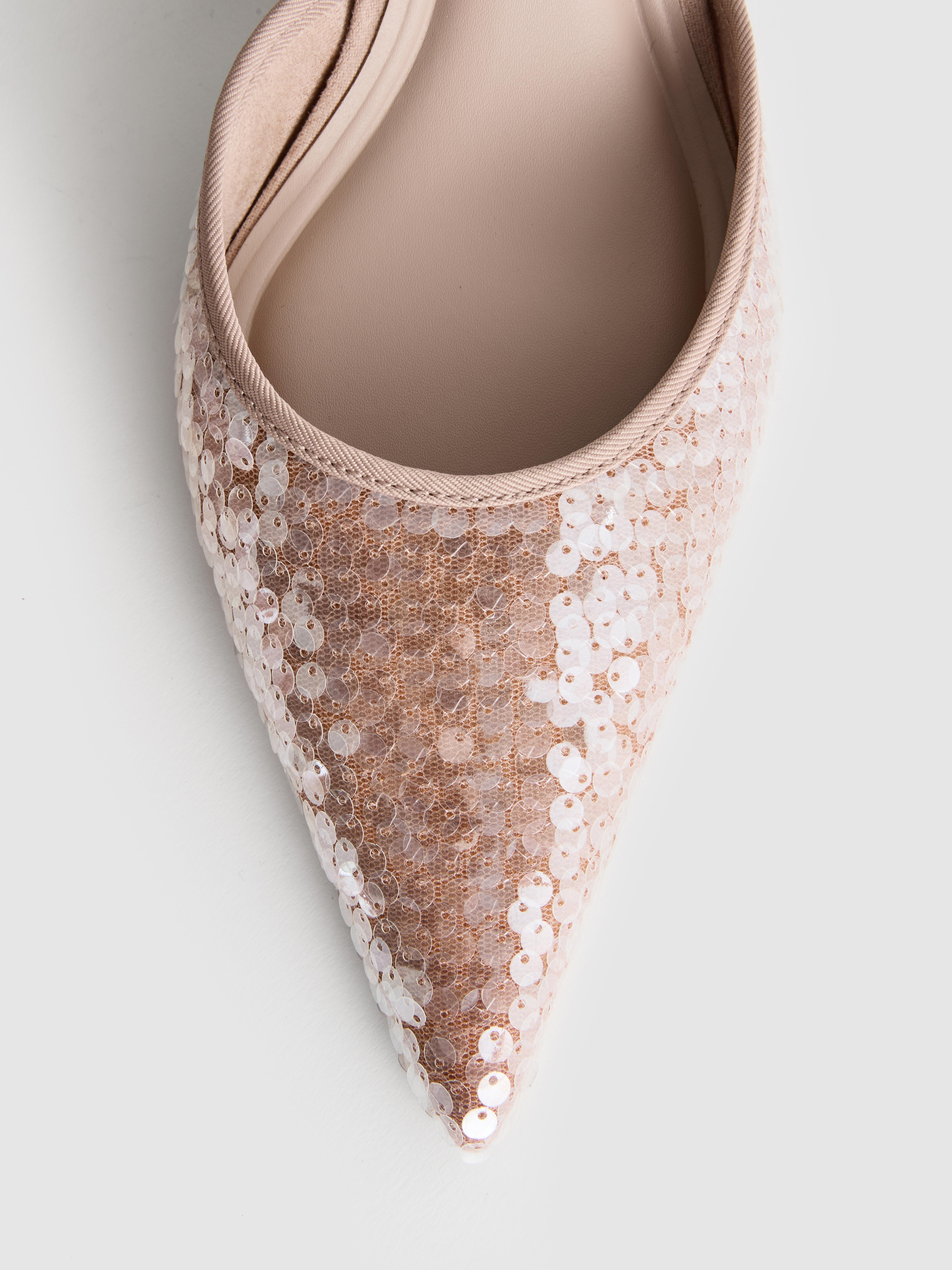 Sequin Slingback Kitten Heels