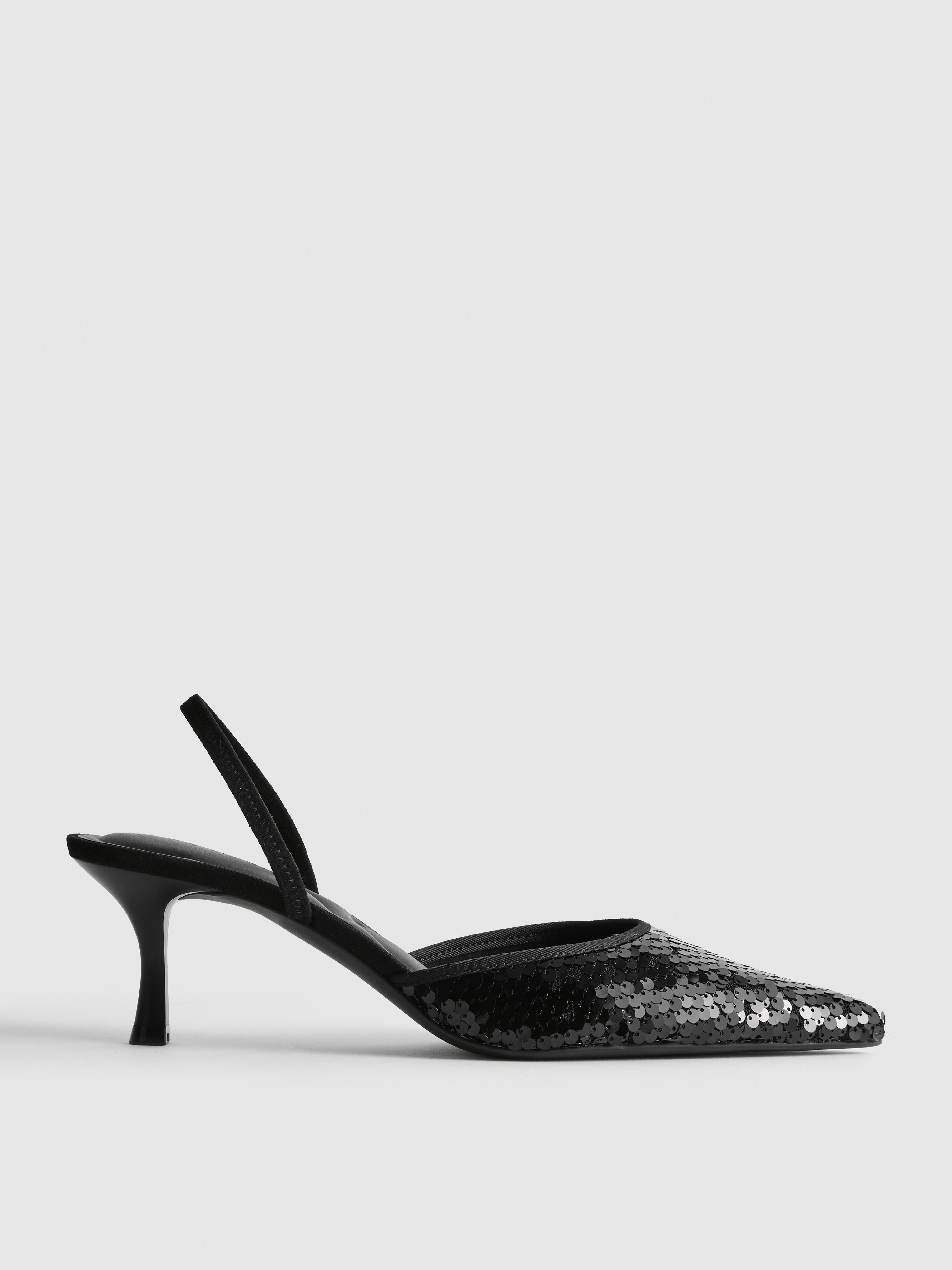Sequin Slingback Kitten Heels