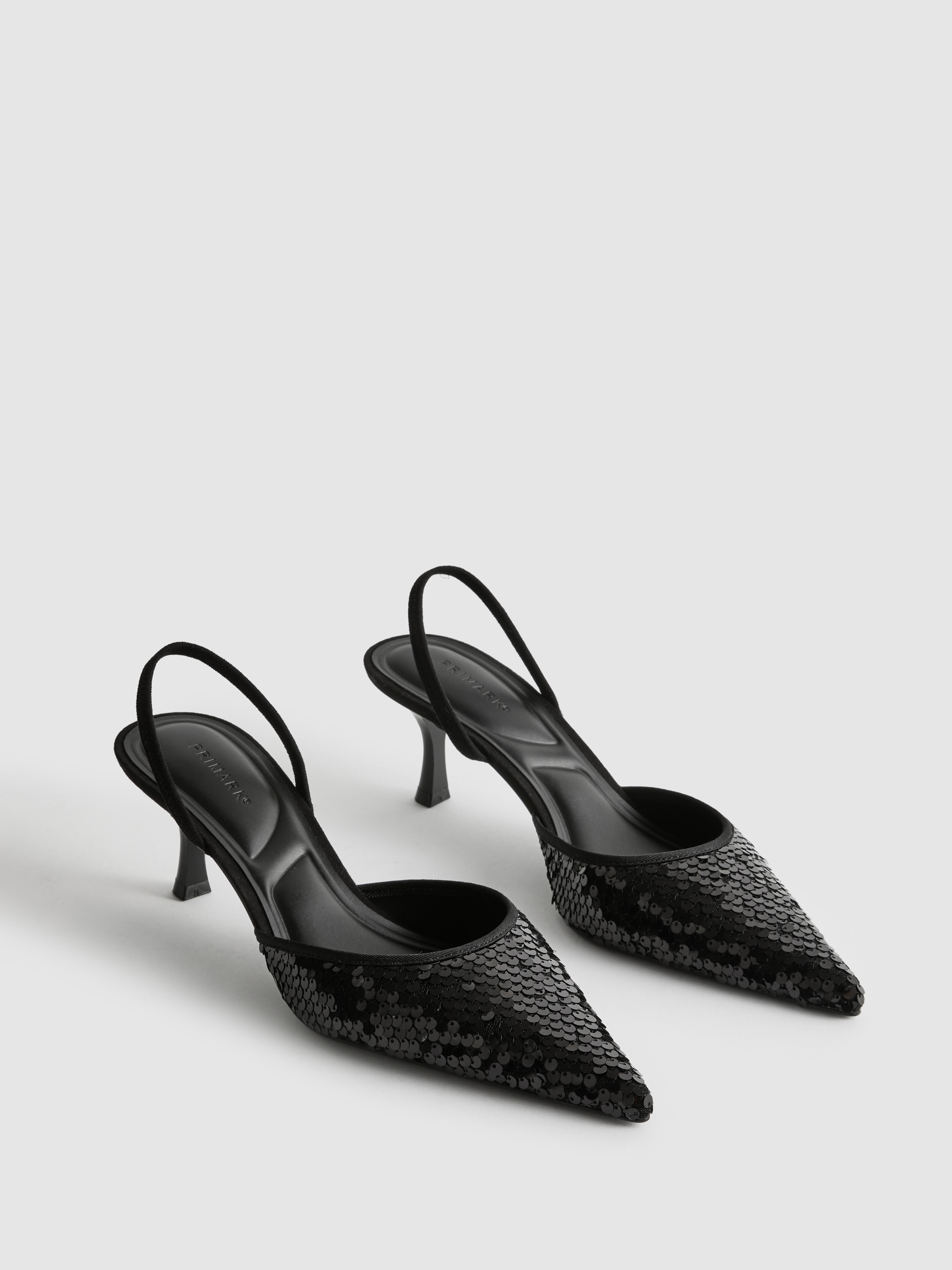 Sequin Slingback Kitten Heels