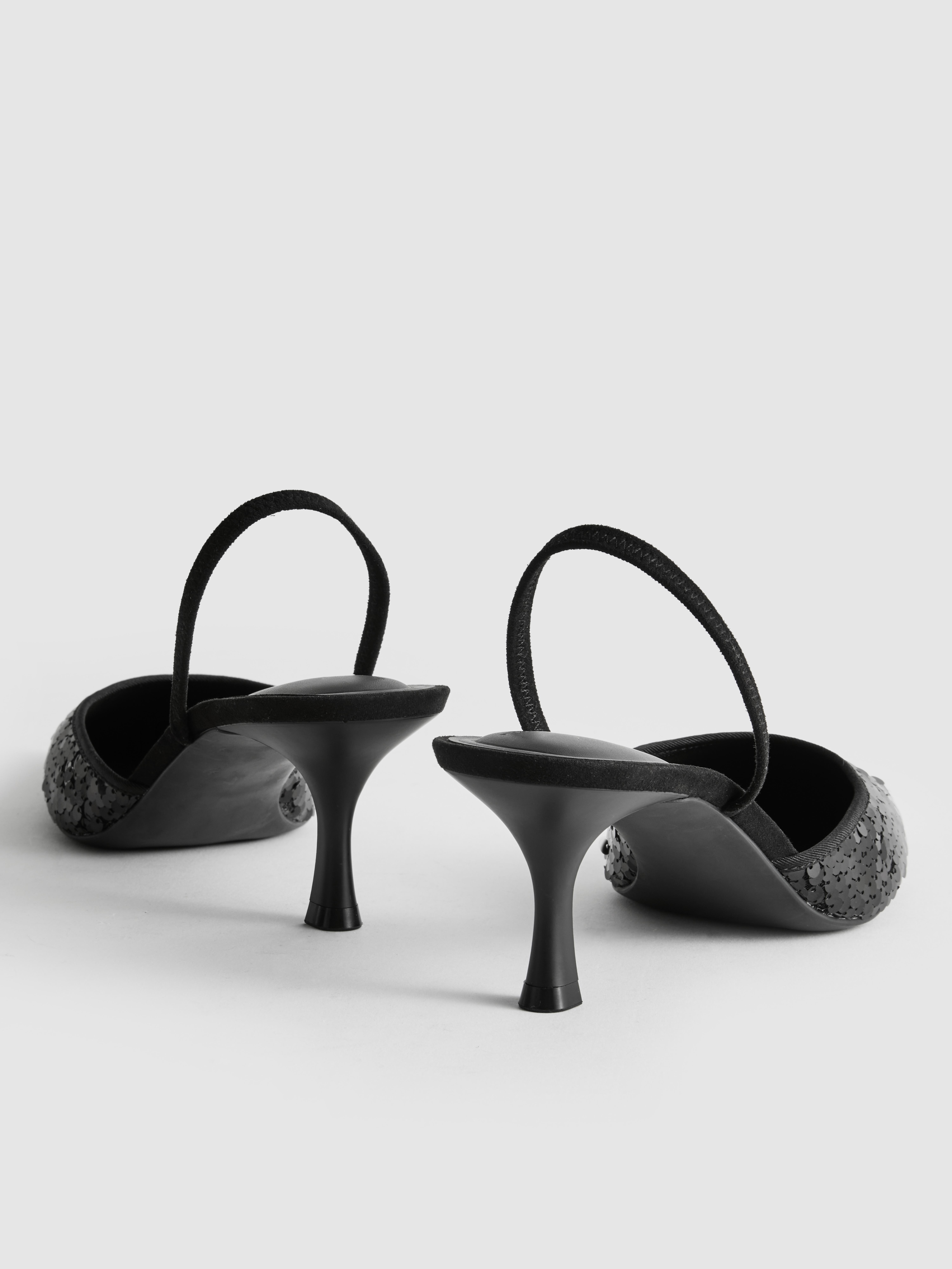 Sequin Slingback Kitten Heels