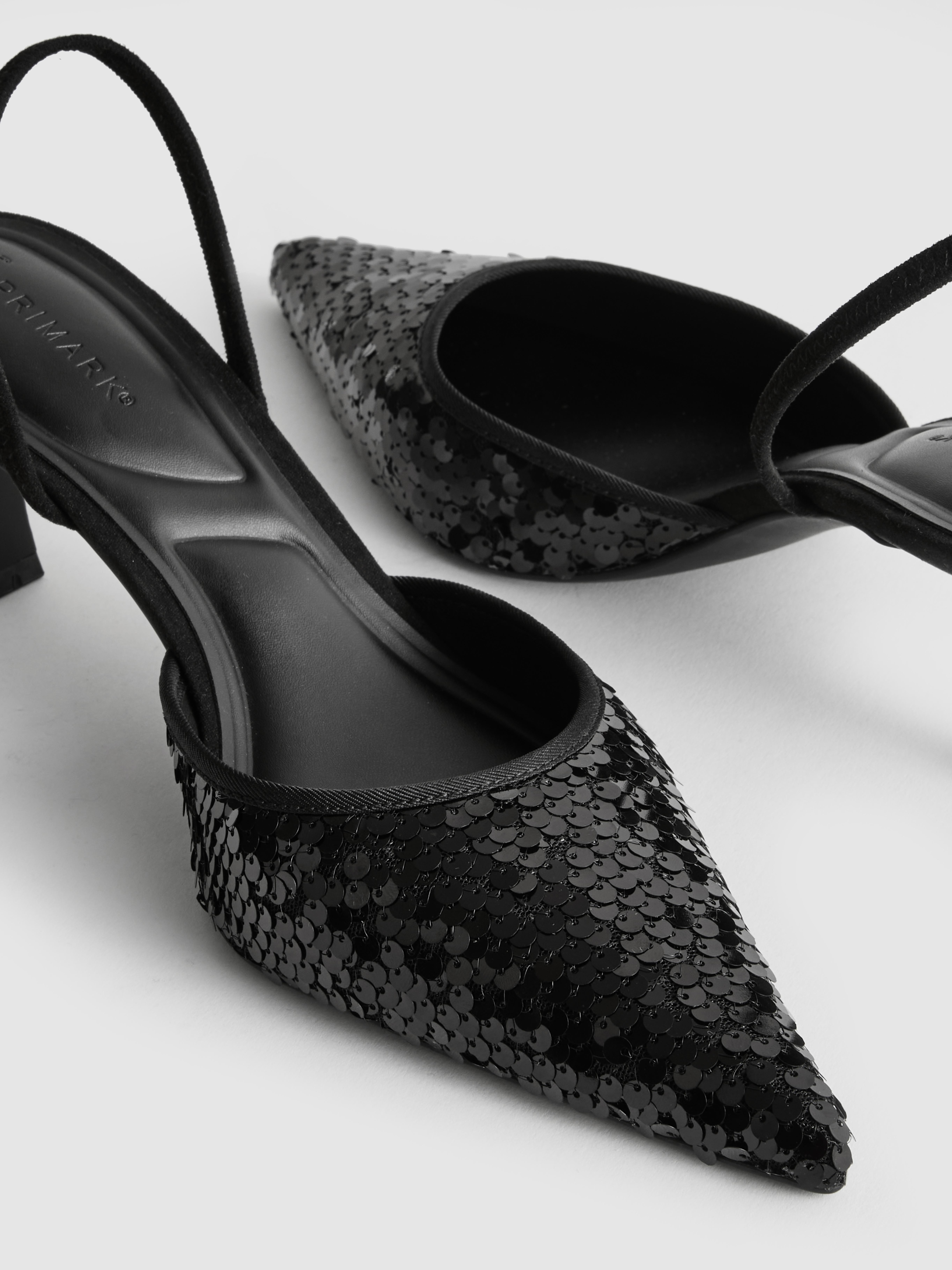 Sequin Slingback Kitten Heels